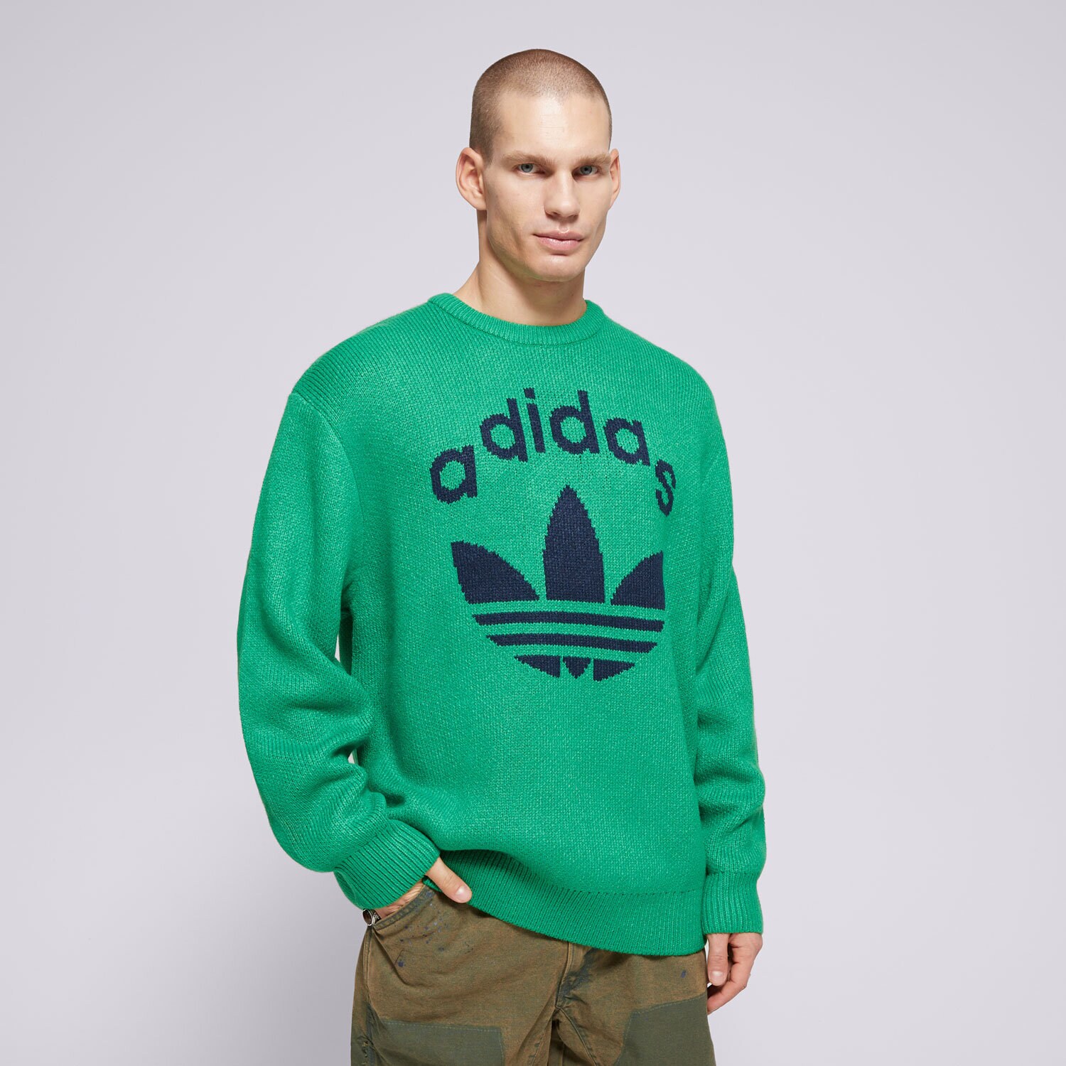Bluza męska ADIDAS SWETER KNIT CREWNECK JN5966 ZIELONY