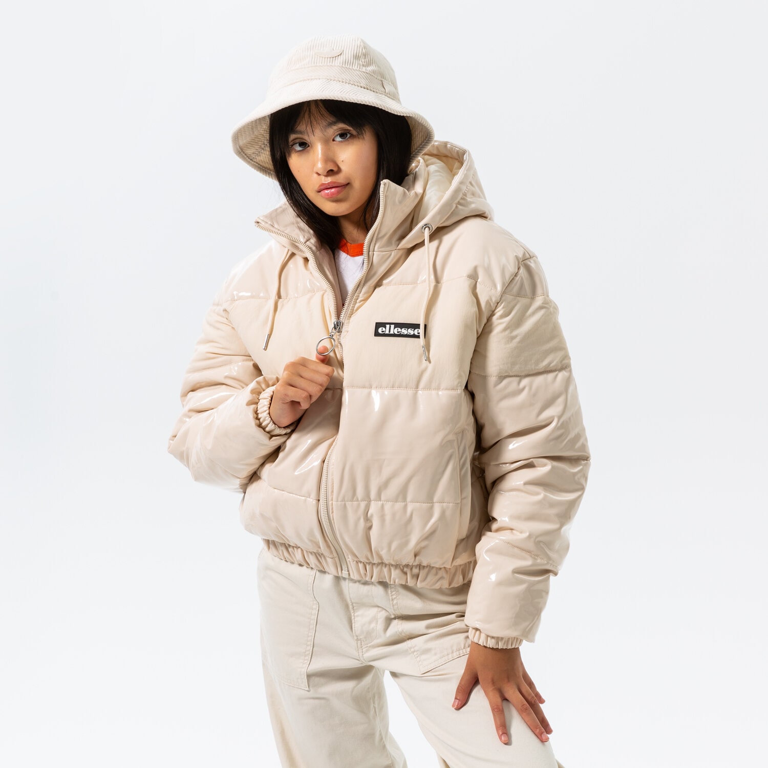 Kurtka zimowa damska ELLESSE KURTKA PUCHOWA FORTI PADDED JACKET BEIGE SGP15933214 BEŻOWY