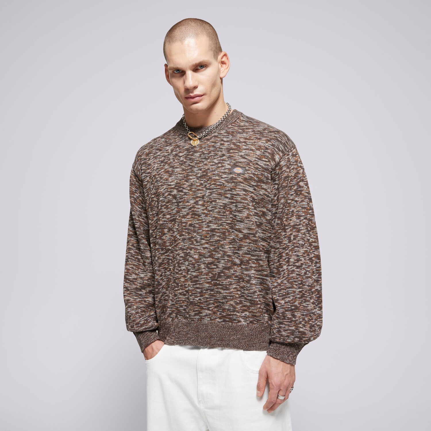 Koszule męskie sportowe DICKIES SWETER OAKPORT MARL SWEATER DK0A4Z310DB1 BRĄZOWY