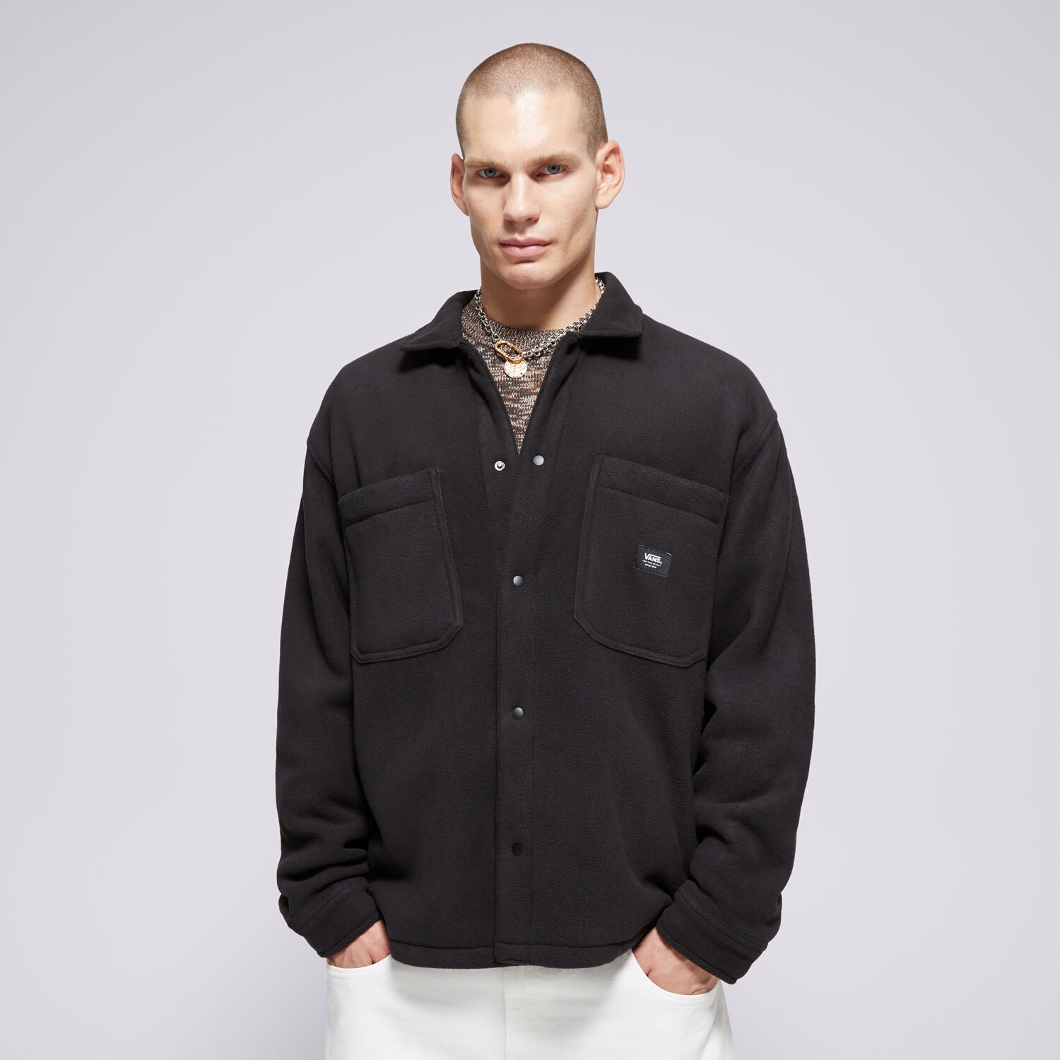 Kurtka zimowa męska VANS KURTKA PENMAR HEAVYWEIGHT POLAR FLEECE SHACKET VN000HNSBLK CZARNY