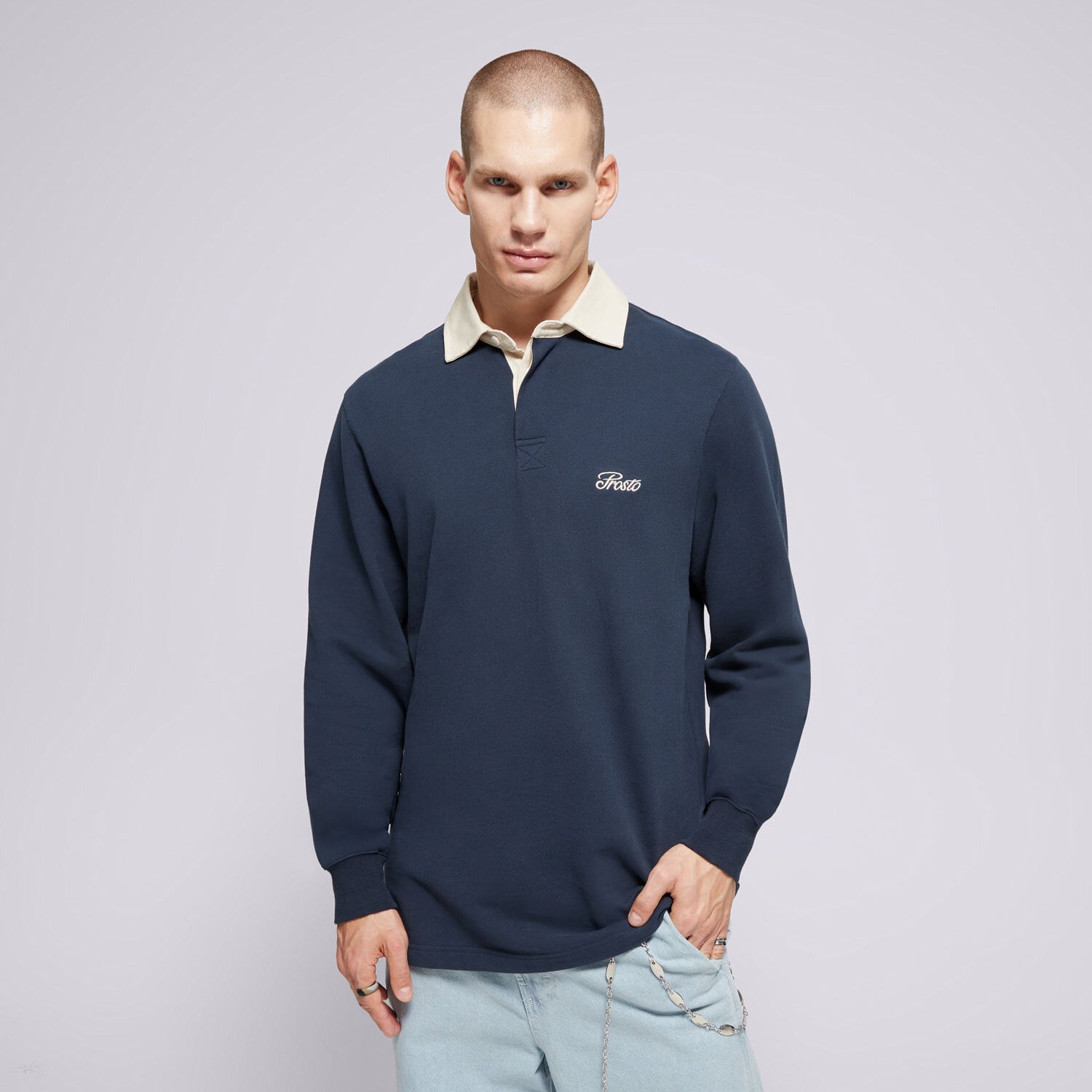 Koszulka, t-shirt sportowy męski PROSTO POLO LONG DIMES NAVY KL242MTEE5011 GRANATOWY