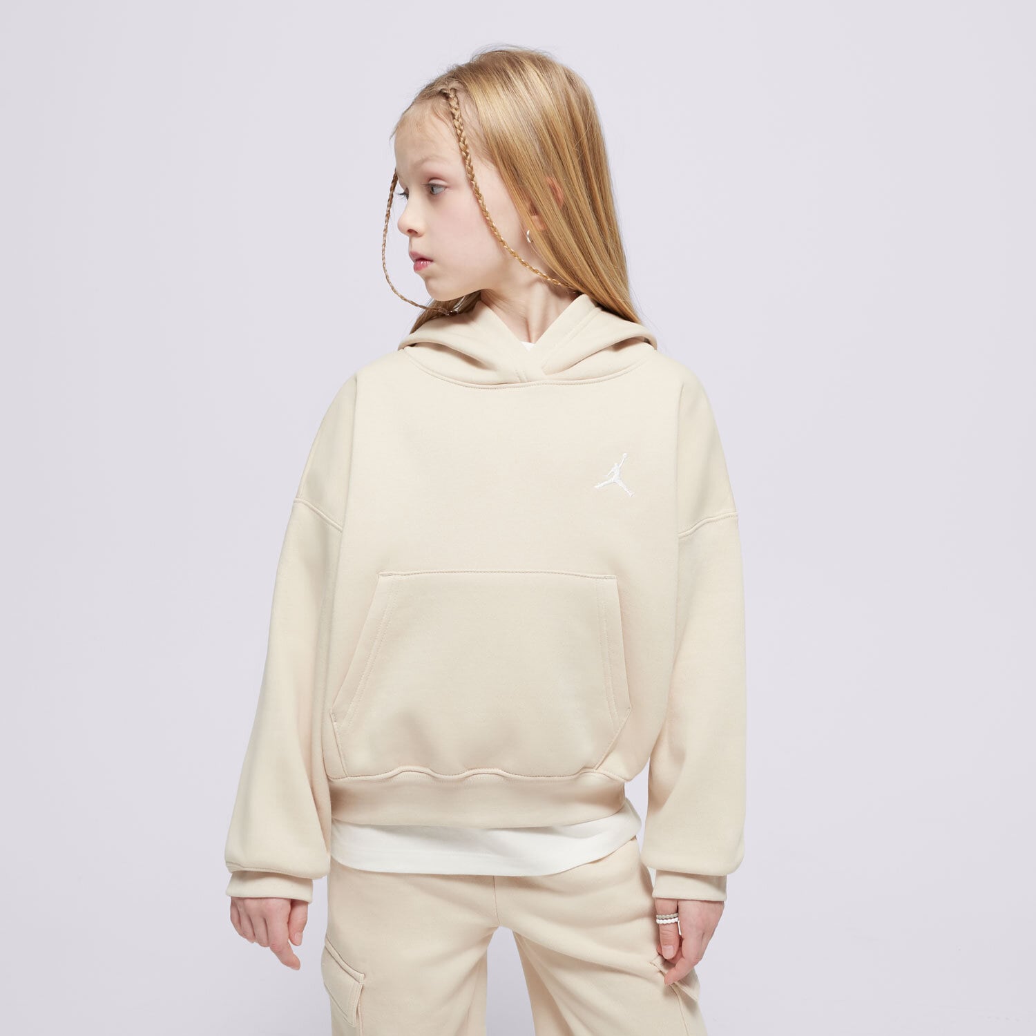 Sportowa bluza dziecięca JORDAN BLUZA Z KAPTUREM JDG BROOKLYN ESS PO GIRL 45D292-XAE BEŻOWY