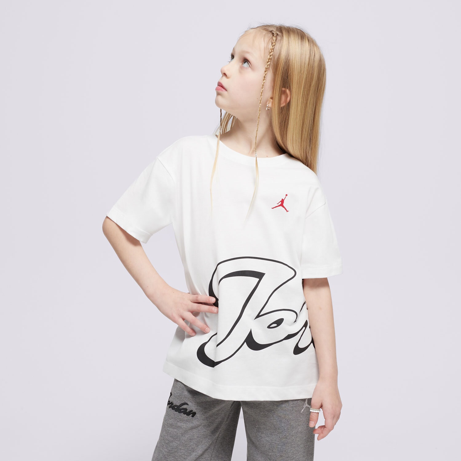 Koszulka, t-shirt dla dzieci JORDAN T-SHIRT JDG JM ENCHANTMENT SCRIPT SS T GIRL 45D552-001 BIAŁY