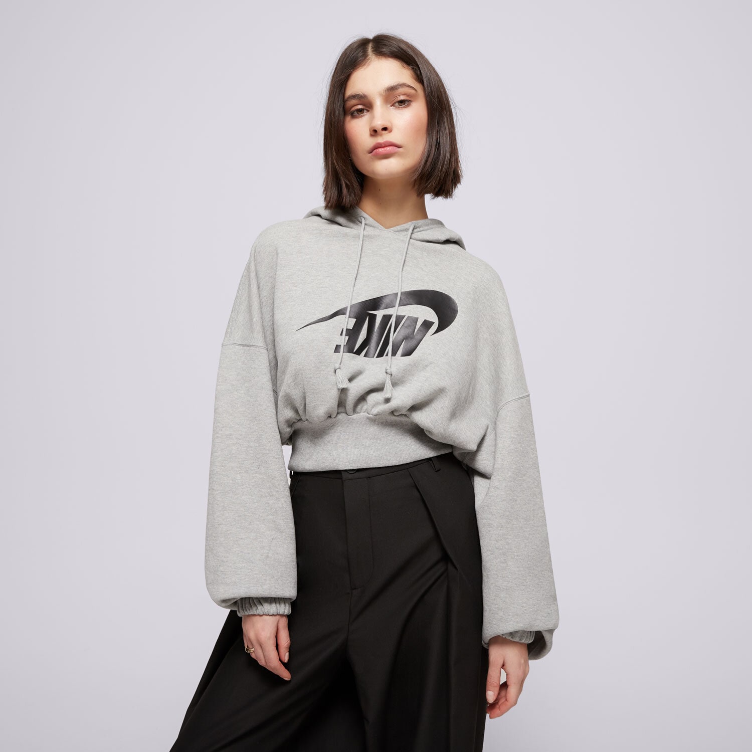 Bluza damska NIKE BLUZA Z KAPTUREM W NSW OS FLC CROP DANCE FV7777-063 SZARY