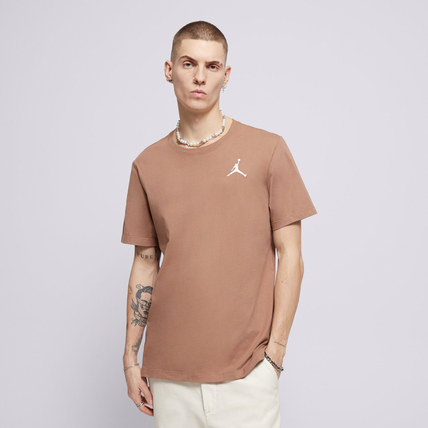 Koszulka, t-shirt sportowy męski JORDAN T-SHIRT M J JUMPMAN EMB SS CREW DC7485-223 BEŻOWY