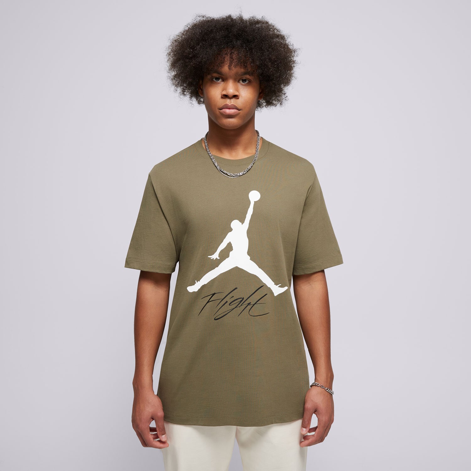 Koszulka, t-shirt sportowy męski JORDAN T-SHIRT JUMPMAN FLIGHT HBR TEE AO0664-222 KHAKI