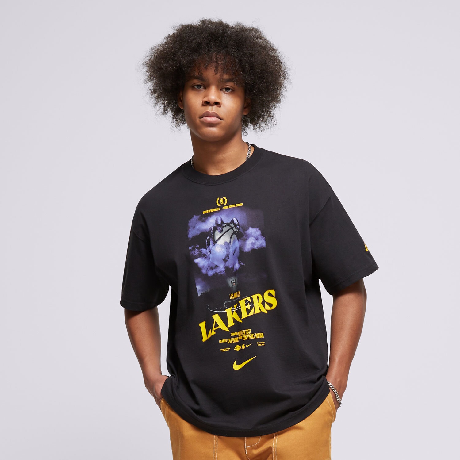 Koszulka, t-shirt sportowy męski NIKE T-SHIRT LAL M NK CTS OGC HAL SS TEE HJ2685-010 CZARNY