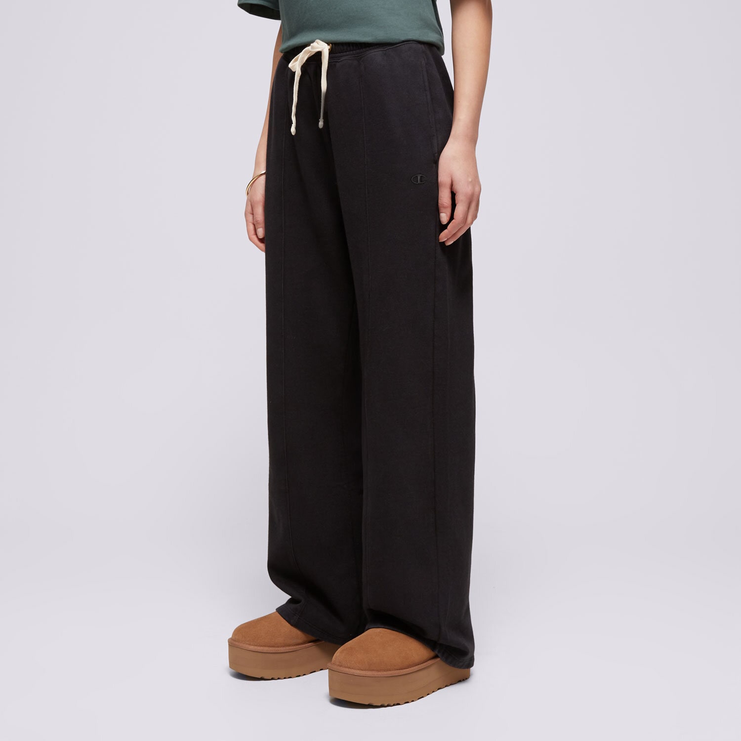 Spodnie sportowe damskie CHAMPION SPODNIE WIDE LEG PANTS 117638KK001 CZARNY