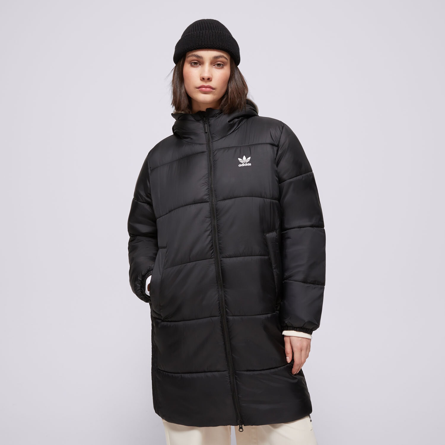 Kurtka zimowa damska ADIDAS PŁASZCZ LONG PUFFER IW5858 CZARNY