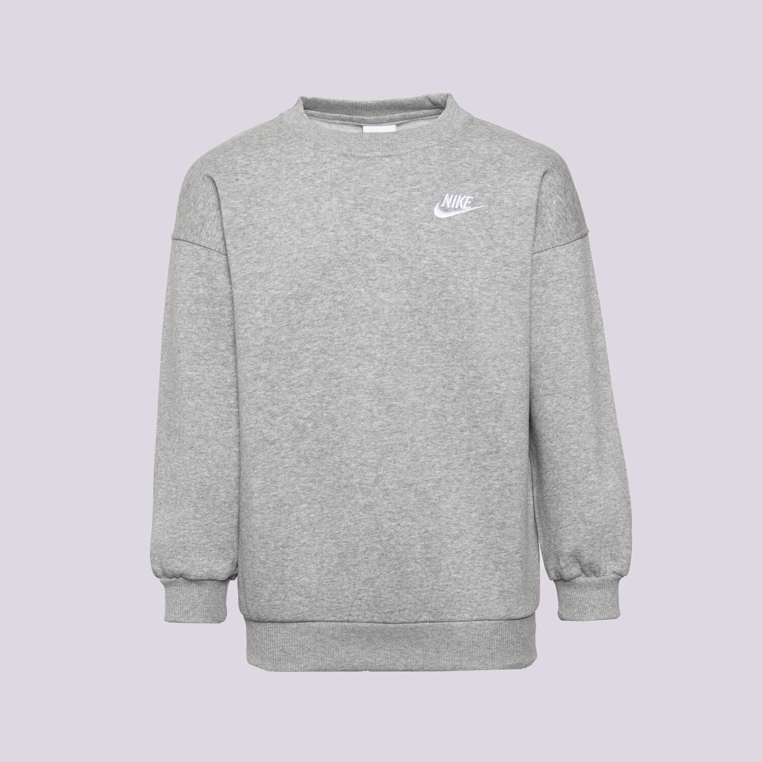 Sportowa bluza dziecięca NIKE BLUZA G NSW CLUB FLC OVRSZD CREW LBR GIRL FD2923-063 SZARY