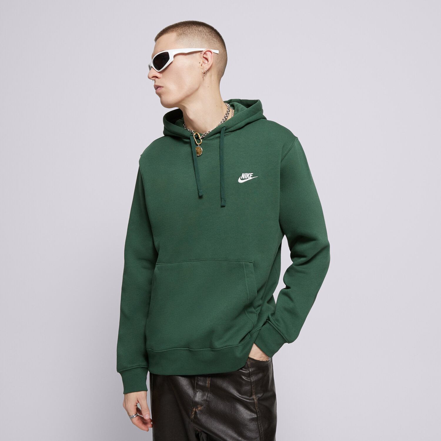 Bluza męska NIKE BLUZA Z KAPTUREM M NSW CLUB HOODIE PO BB BV2654-323 ZIELONY