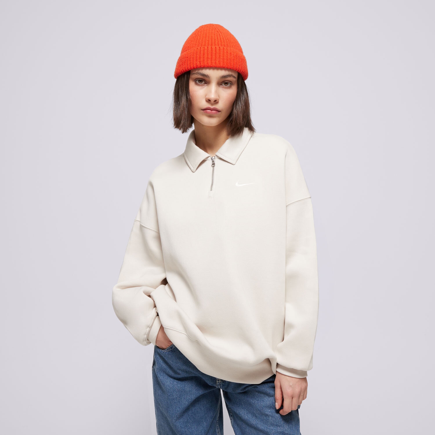 Bluza damska NIKE BLUZA W NSW PHNX FLC OS QZ POLO FZ3207-104 BEŻOWY