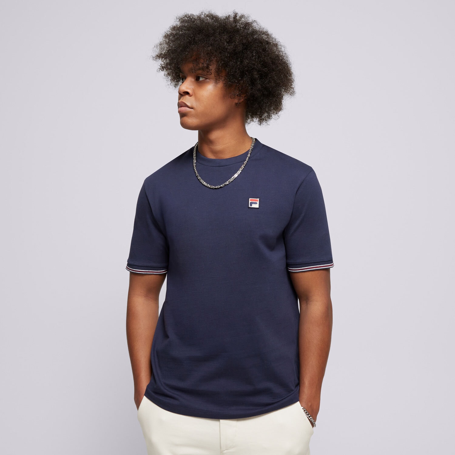 Koszulka, t-shirt sportowy męski FILA T-SHIRT CALEB FW24MH036410 GRANATOWY