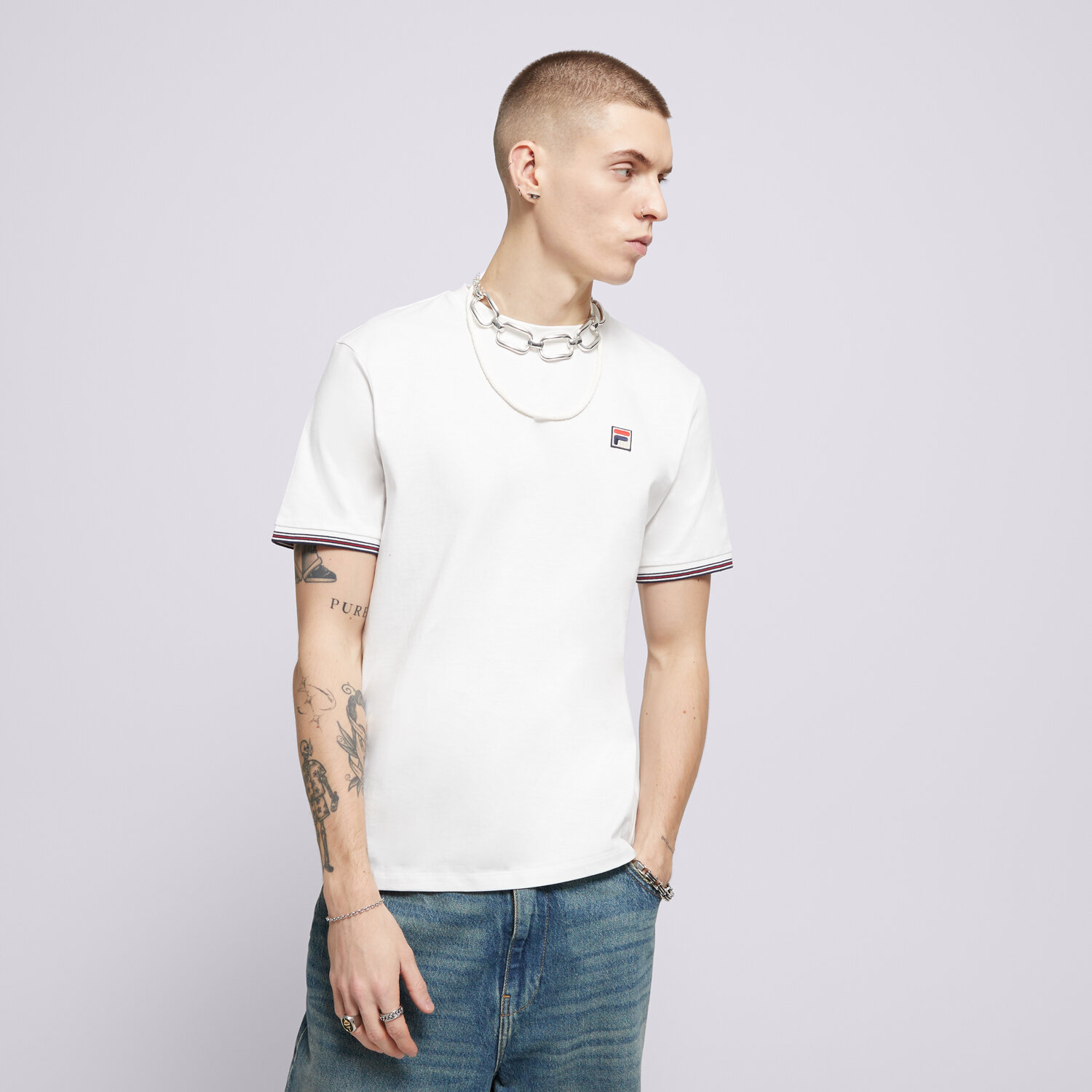 Koszulka, t-shirt sportowy męski FILA T-SHIRT CALEB FW24MH036100 BIAŁY