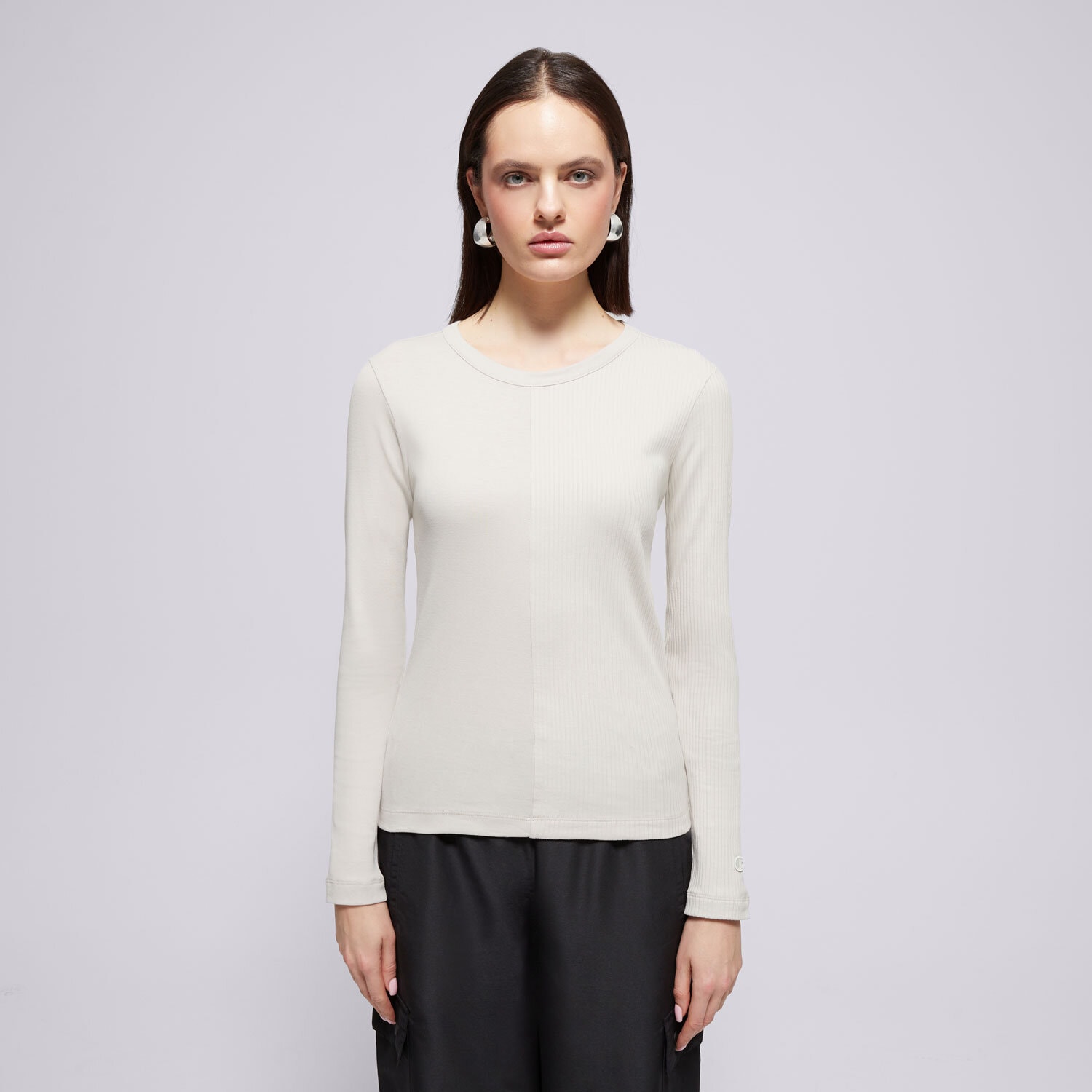 Koszulka, t-shirt damski CHAMPION T-SHIRT CREWNECK LONG SLEEVE T-SHIRT E10017ES057 BEŻOWY