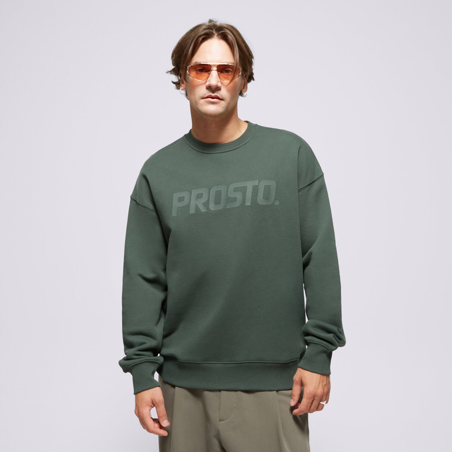 Bluza męska PROSTO BLUZA CREWNECK ZEDS DARK GREEN KL242MSWE1051 ZIELONY