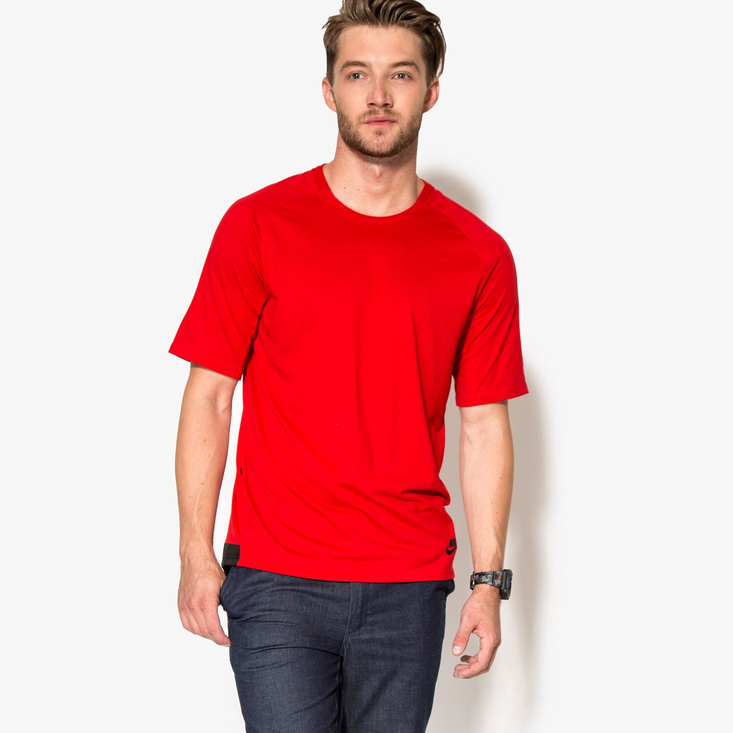 Koszulka, t-shirt sportowy męski NIKE T-SHIRT M NSW BND TOP KNT 805122657 CZERWONY