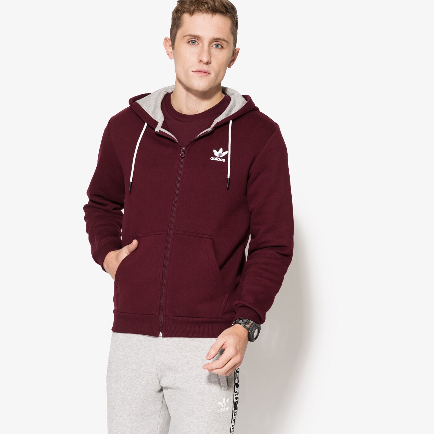 Bluza męska ADIDAS BLUZA ES FZ HOODY AY8269 BORDOWY