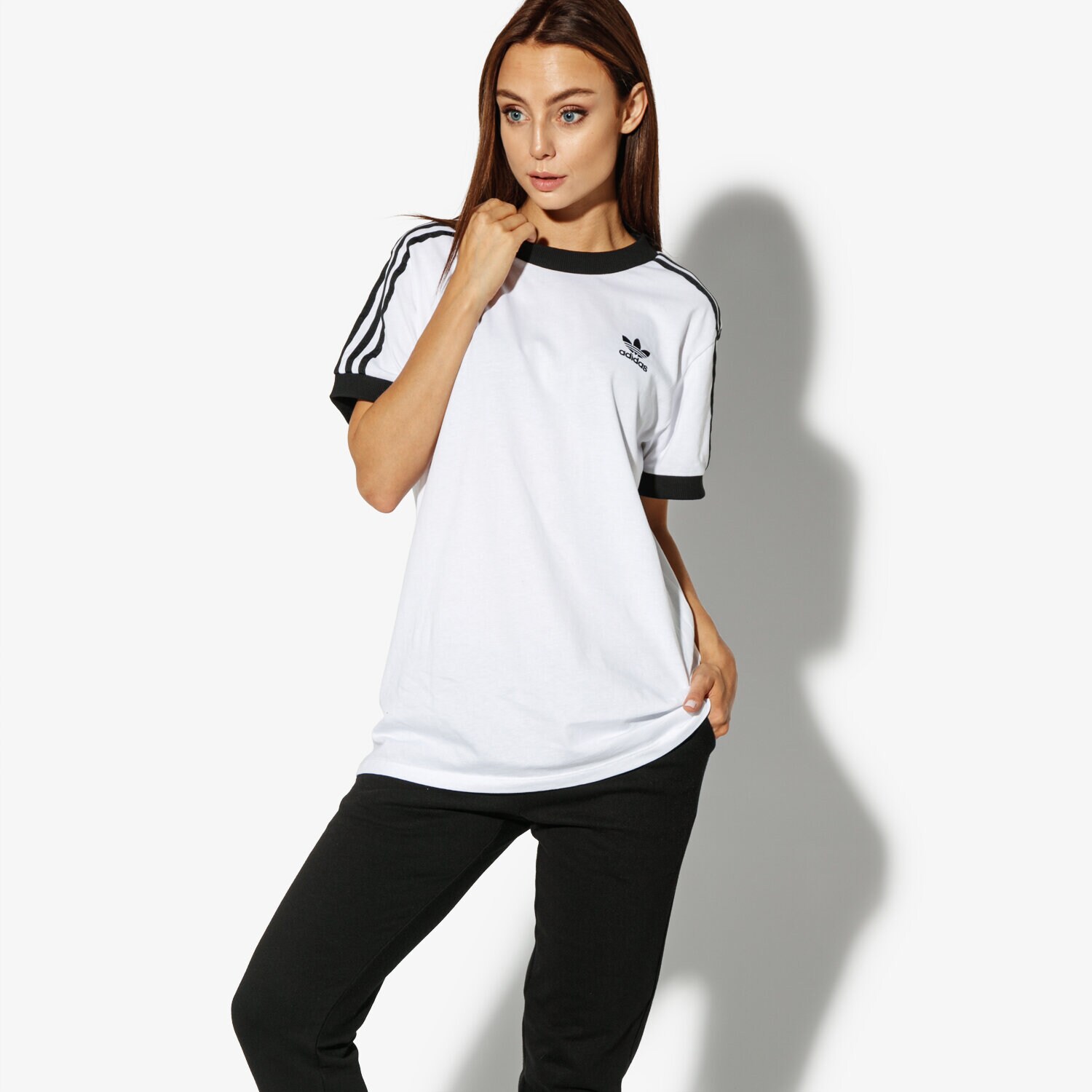 Koszulka, t-shirt damski ADIDAS T-SHIRT SS 3 STRIPES TEE ADICOLOR DH3188 BIAŁY