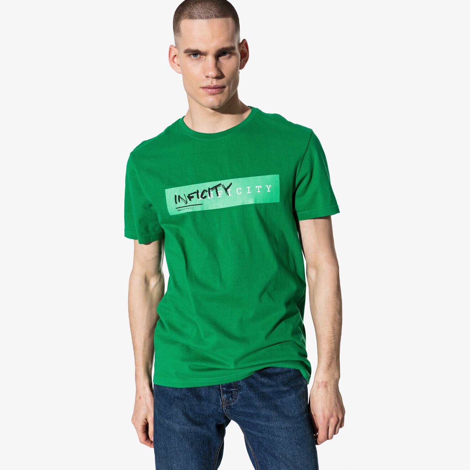 Koszulka, t-shirt sportowy męski CONFRONT T-SHIRT SS INFICITY CF19TSM89001 ZIELONY