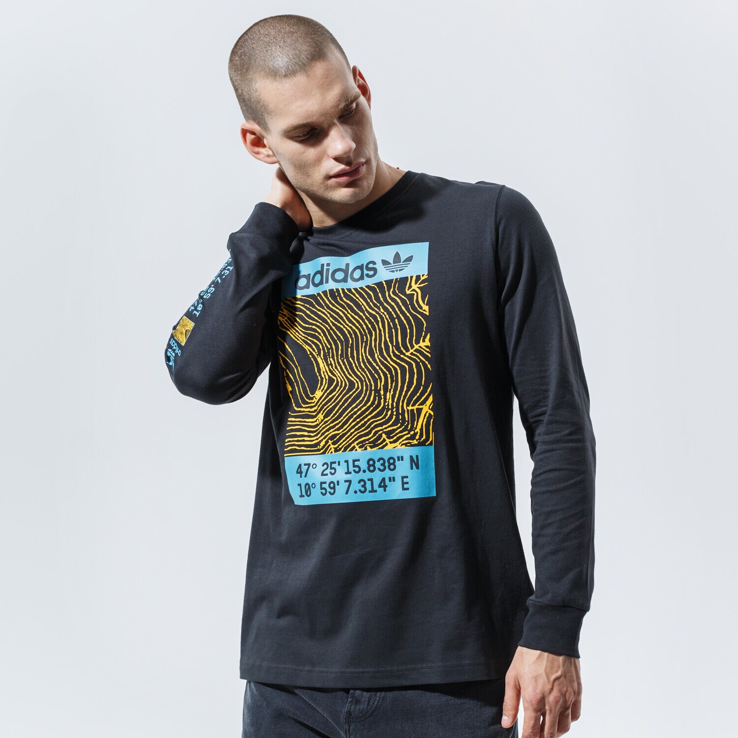 Koszulka, t-shirt sportowy męski ADIDAS T-SHIRT ADV LS TEE GE0879 CZARNY