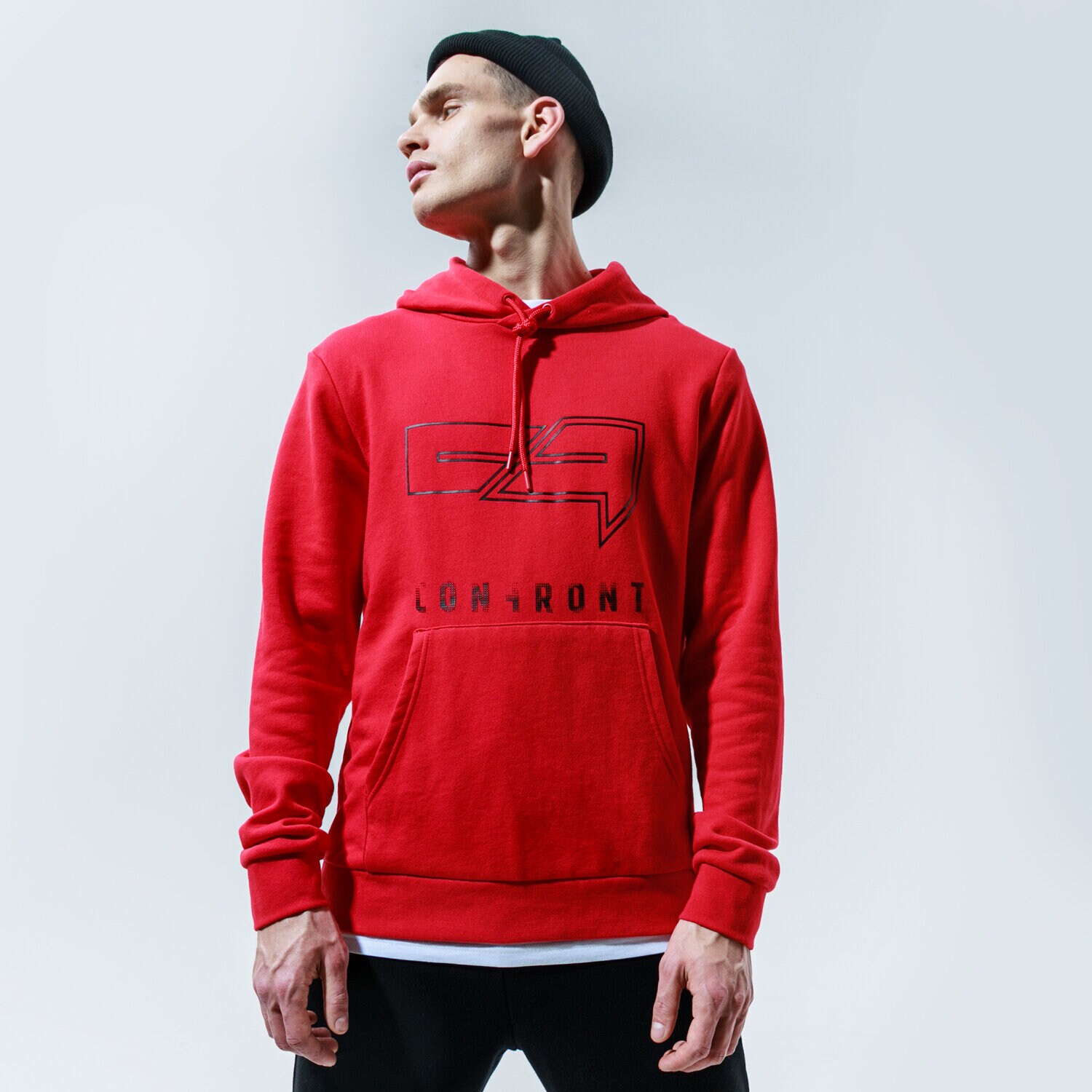 Bluza męska CONFRONT BLUZA Z KAPTUREM BIG LOGO HOODY CF320BLM38003 CZERWONY