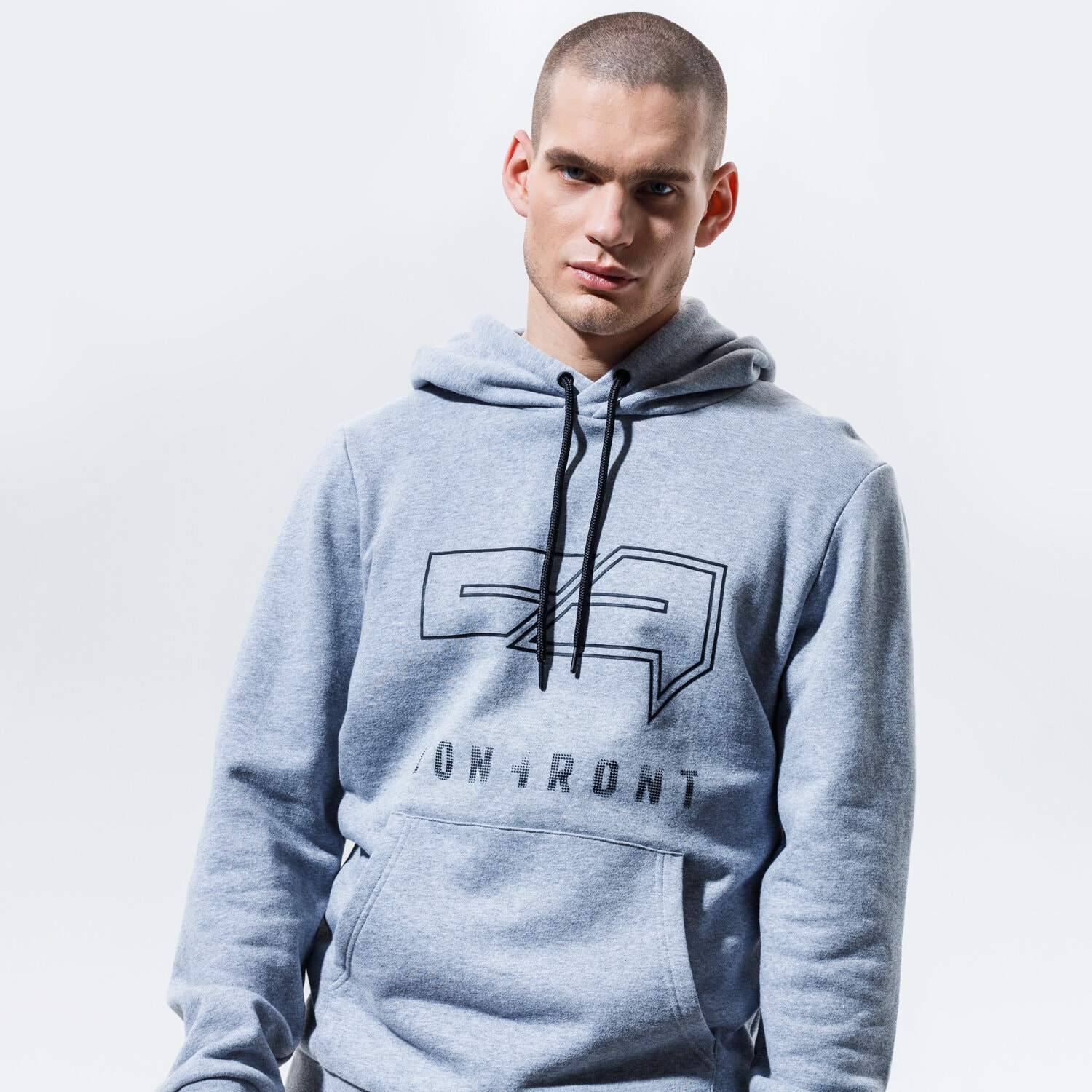 Bluza męska CONFRONT BLUZA Z KAPTUREM BIG LOGO HOODY CF320BLM38004 SZARY