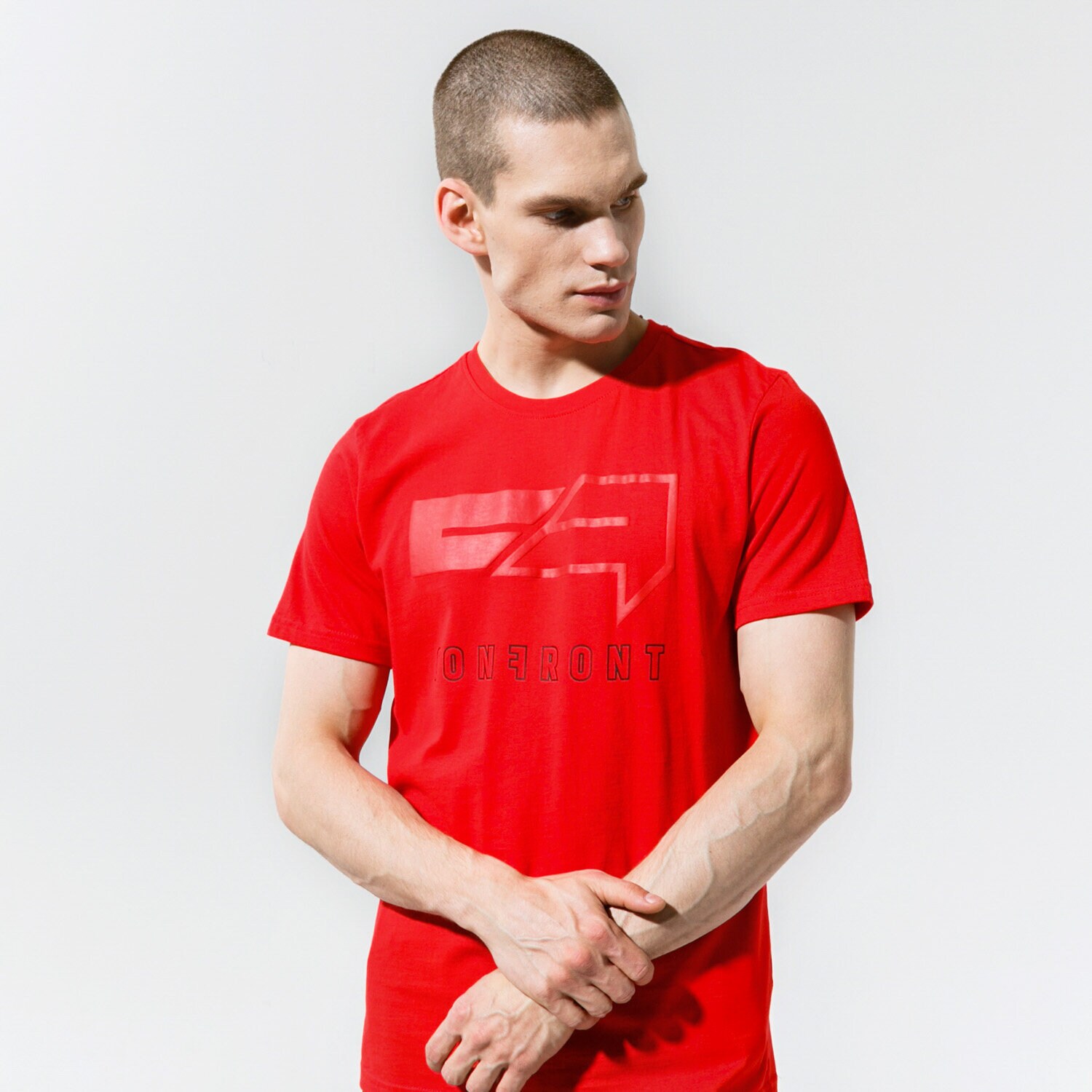 Koszulka, t-shirt sportowy męski CONFRONT T-SHIRT BIG LOGO CF320TSM68002 CZERWONY