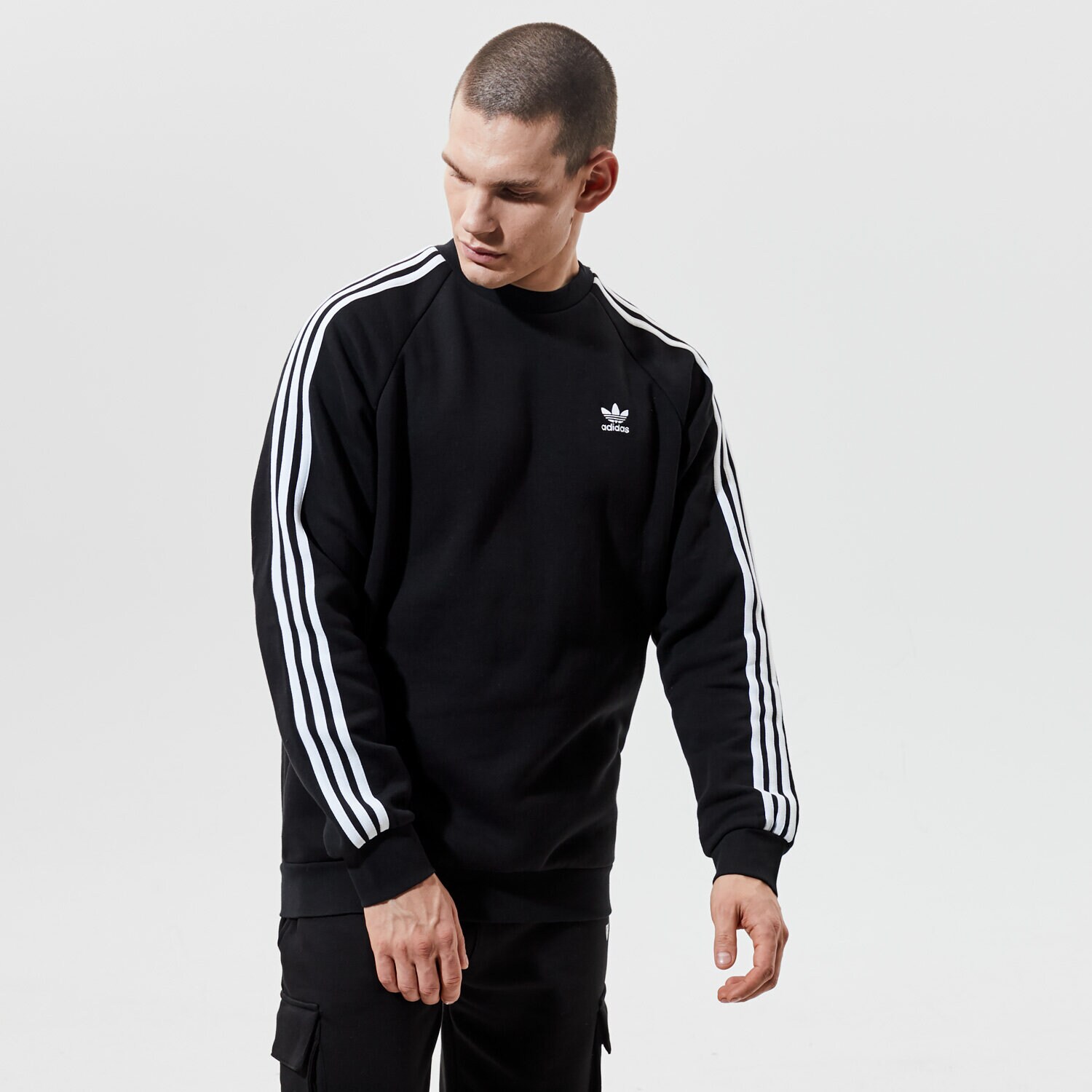 Bluza męska ADIDAS BLUZA 3-STRIPES CREW GN3487 CZARNY