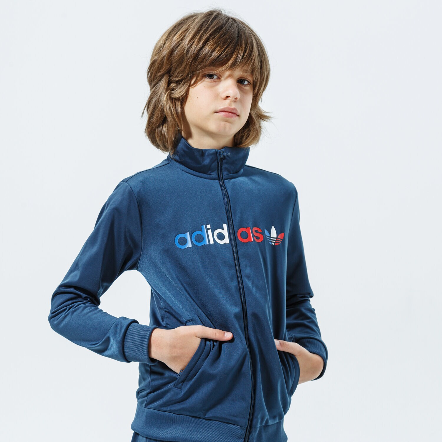 Sportowa bluza dziecięca ADIDAS BLUZA ROZPINANA TRACKTOP MM GN7437 NIEBIESKI