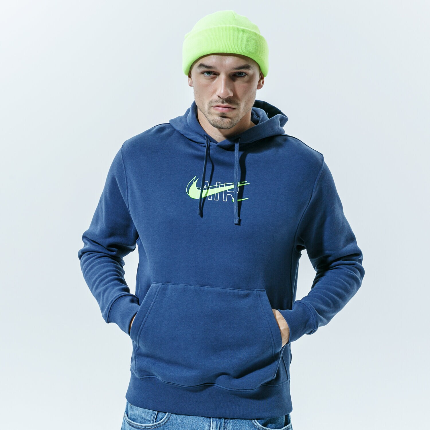 Bluza męska NIKE BLUZA Z KAPTUREM M NSW HOODIE PO AIR PRNT PACK DD9694-410 GRANATOWY