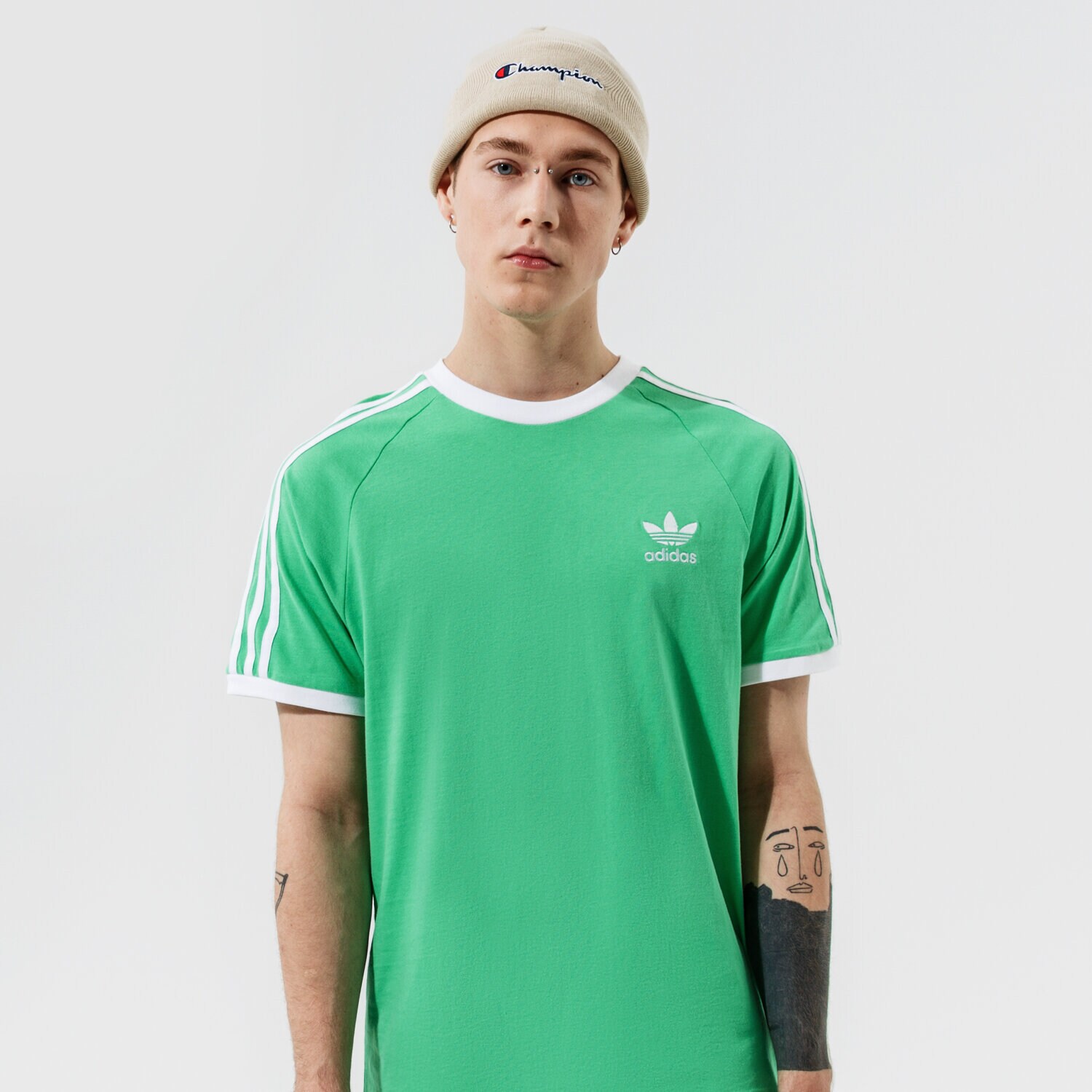 Koszulka, t-shirt sportowy męski ADIDAS T-SHIRT 3-STRIPES TEE H37758 ZIELONY