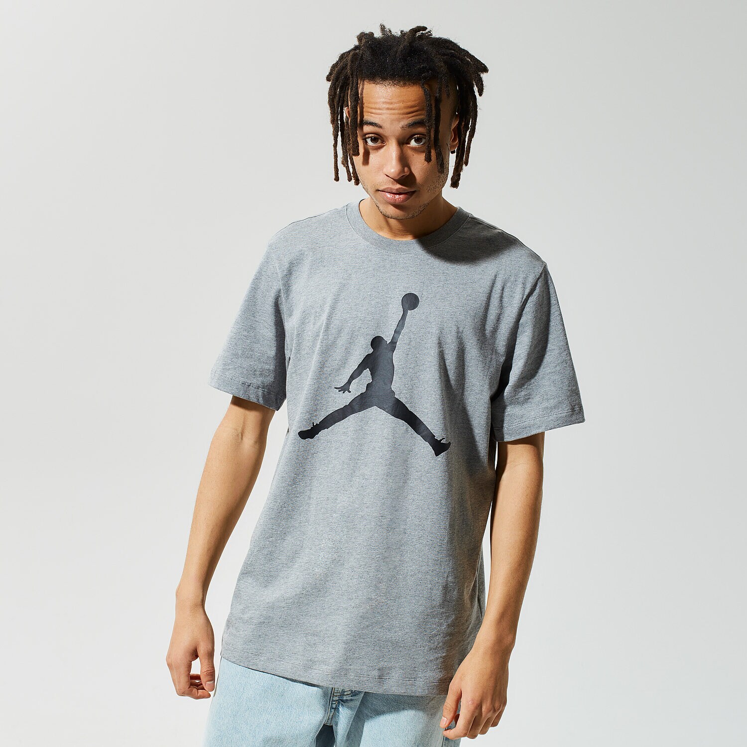 Koszulka, t-shirt sportowy męski JORDAN T-SHIRT JORDAN JUMPMAN CJ0921-091 SZARY