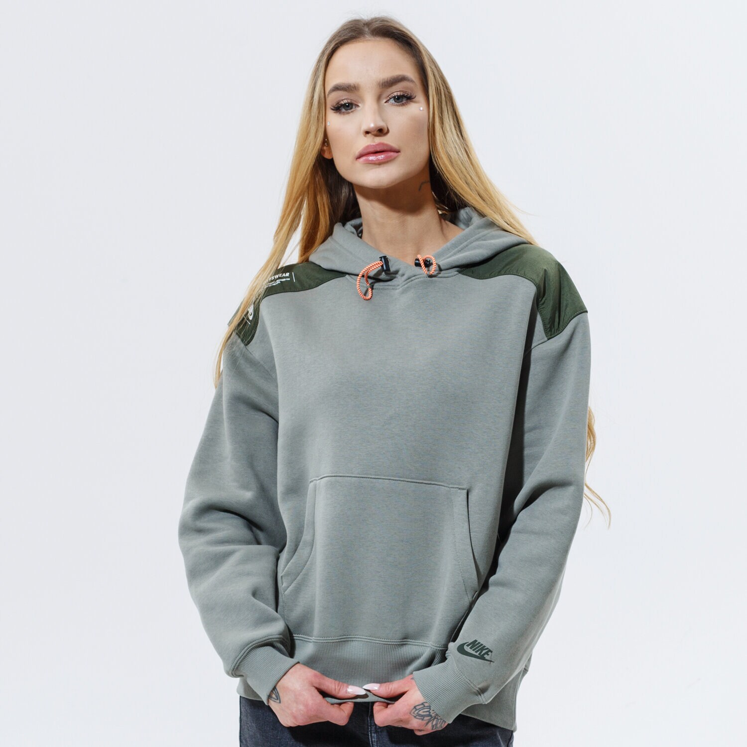 Bluza damska NIKE BLUZA Z KAPTUREM W NSW PO HOODIE FLC UU DD3605-320 SZARY