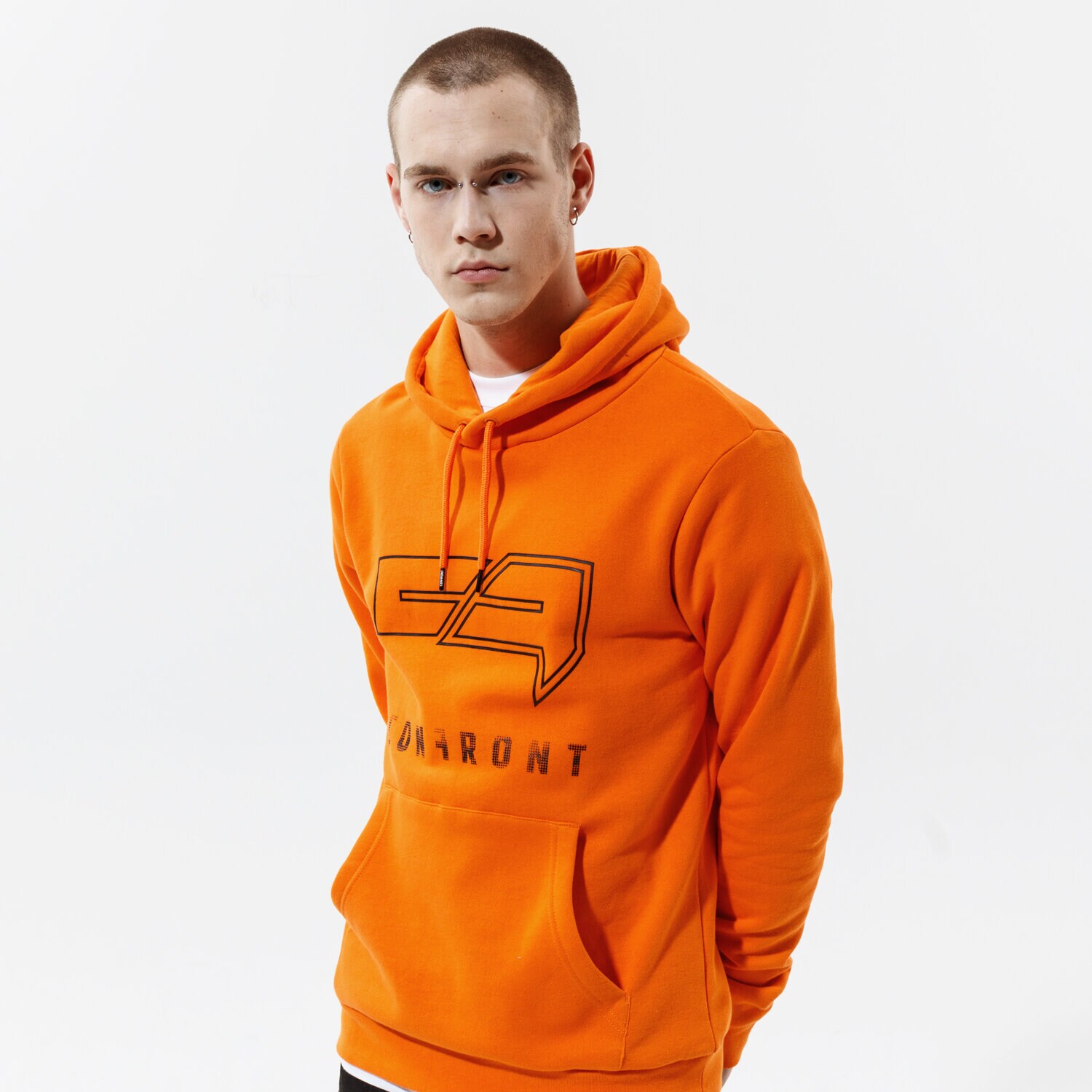 Bluza męska CONFRONT BLUZA Z KAPTUREM BIG LOGO HOODY ORA CF121BLM24004 POMARAŃCZOWY