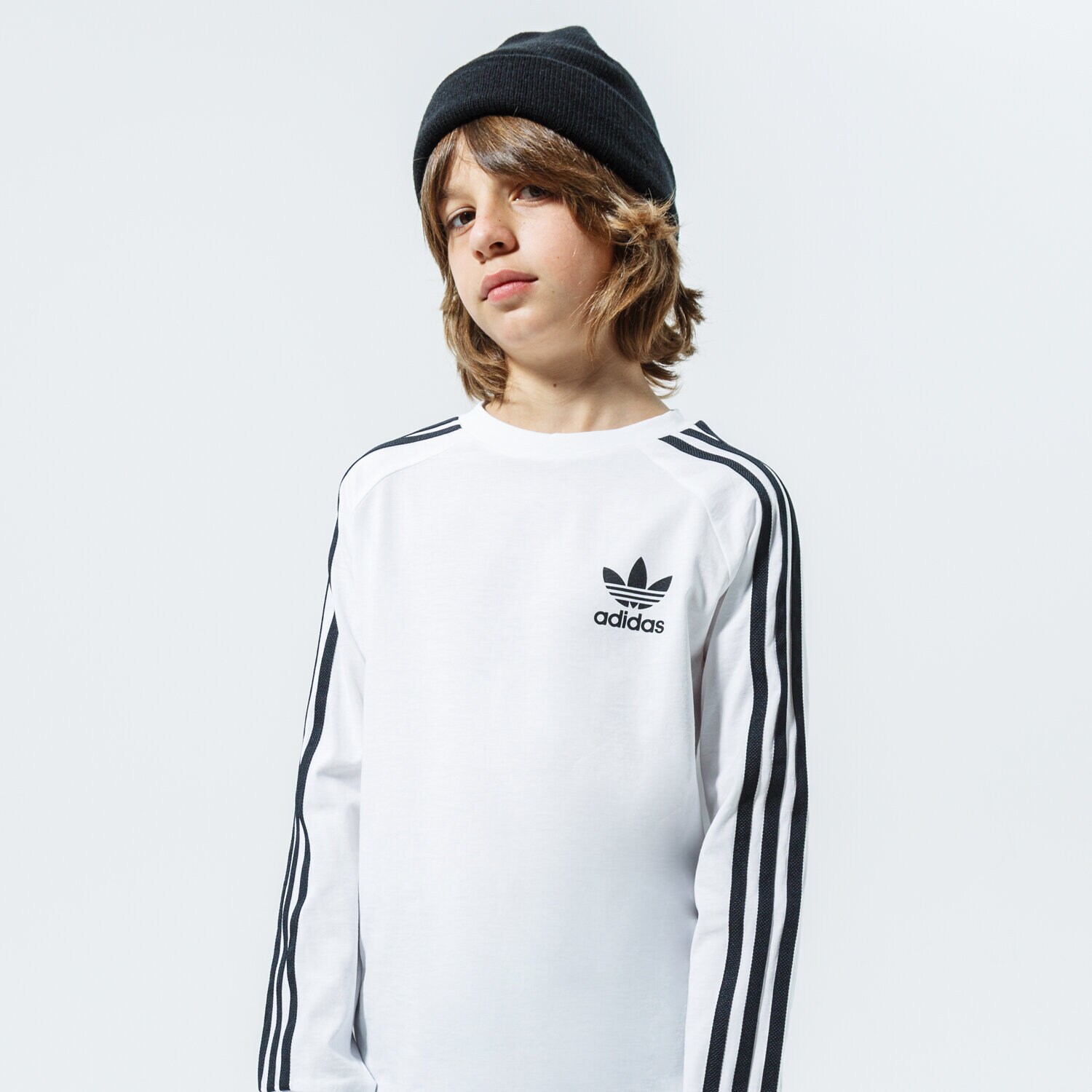 Koszulka, t-shirt dla dzieci ADIDAS T-SHIRT 3STRIPES LS BOY DW9298 BIAŁY