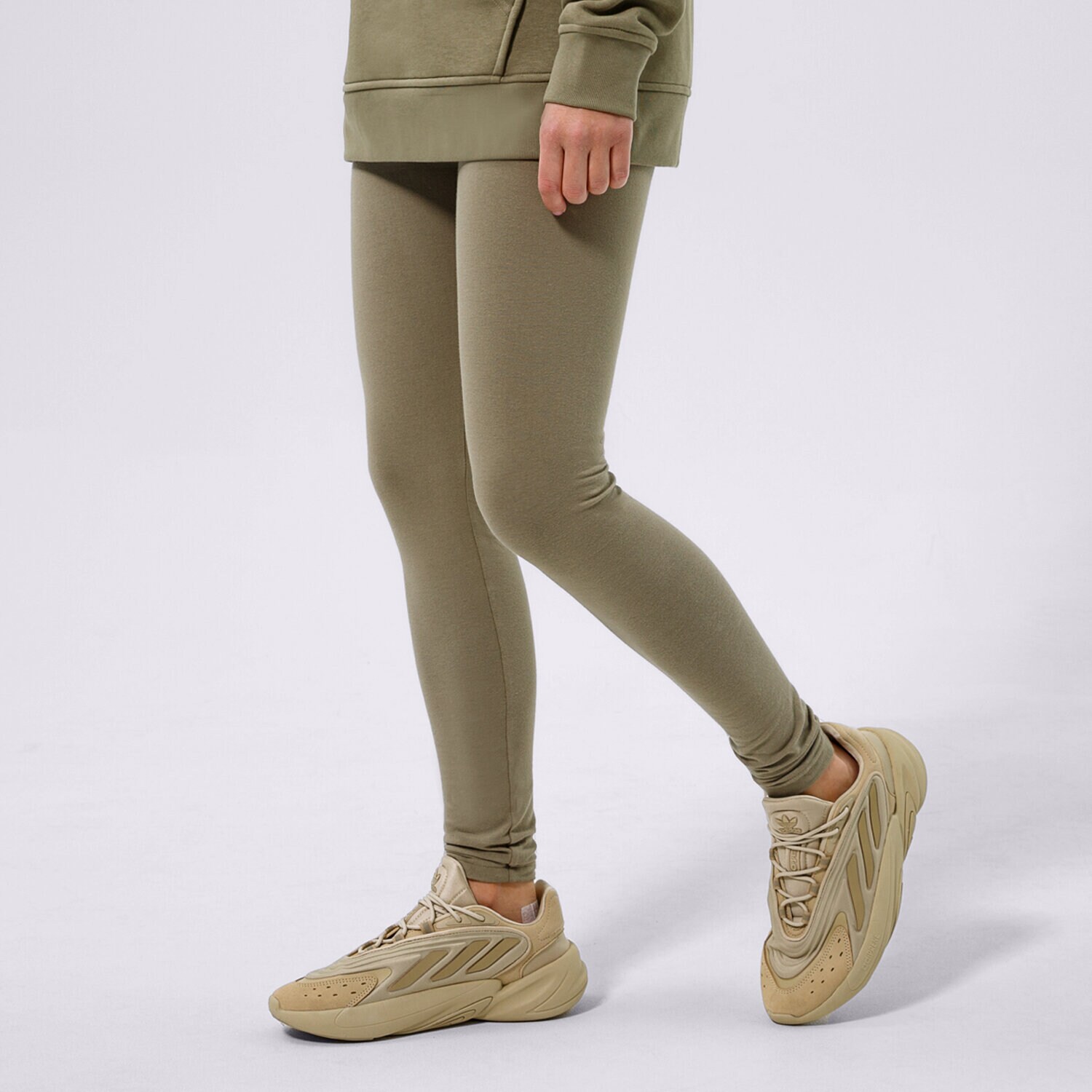 Spodnie sportowe damskie ADIDAS LEGGINGS TIGHT H06623 KHAKI