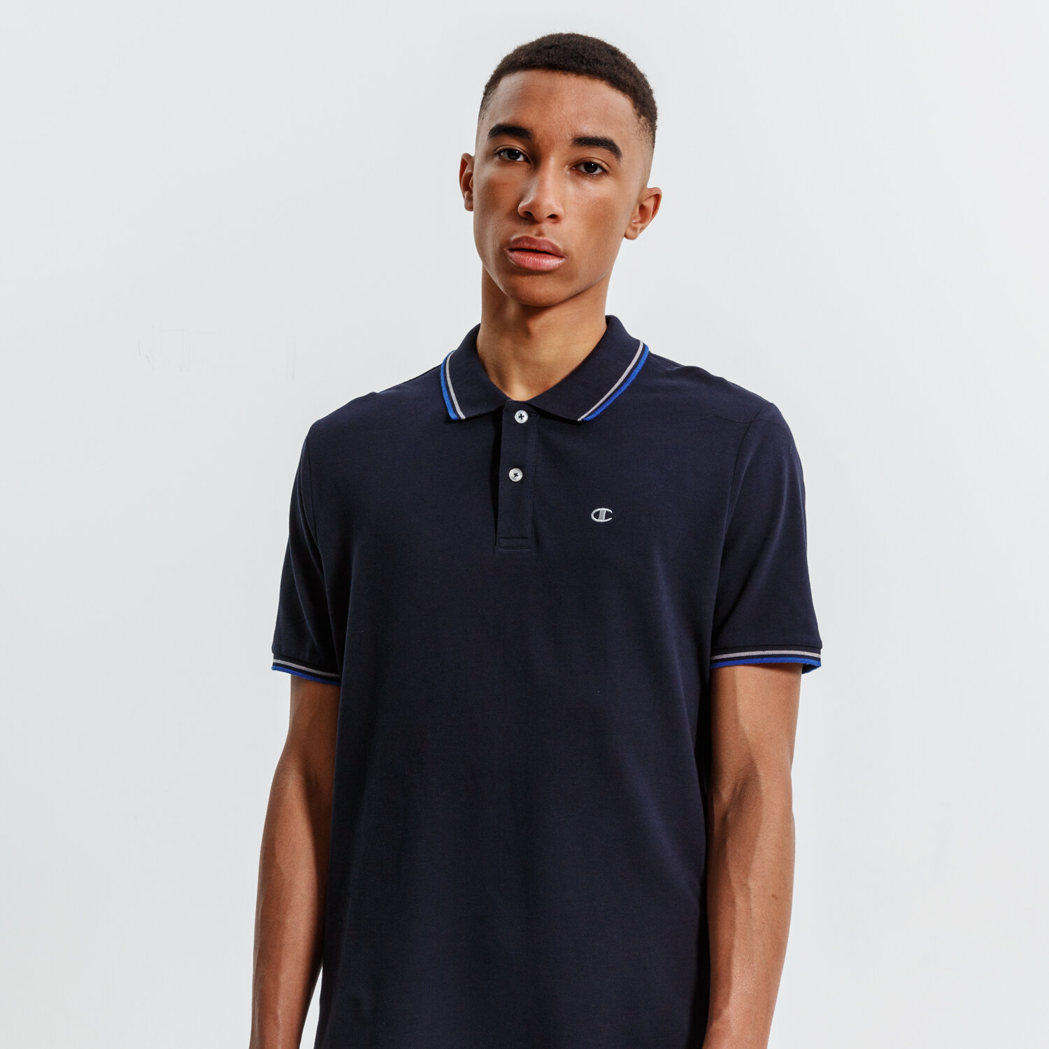 Koszulka, t-shirt sportowy męski CHAMPION POLO POLO 211847BS517 GRANATOWY