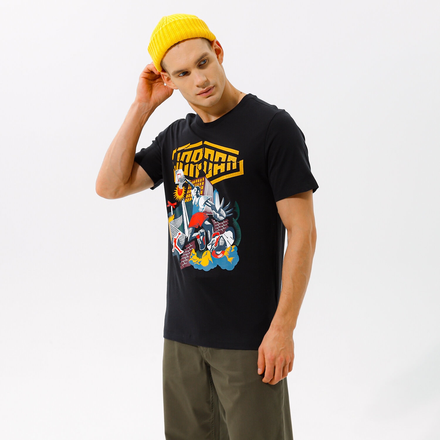 Koszulka, t-shirt sportowy męski JORDAN T-SHIRT M J SPRT DNA SS GFX CREW DC9783-010 CZARNY