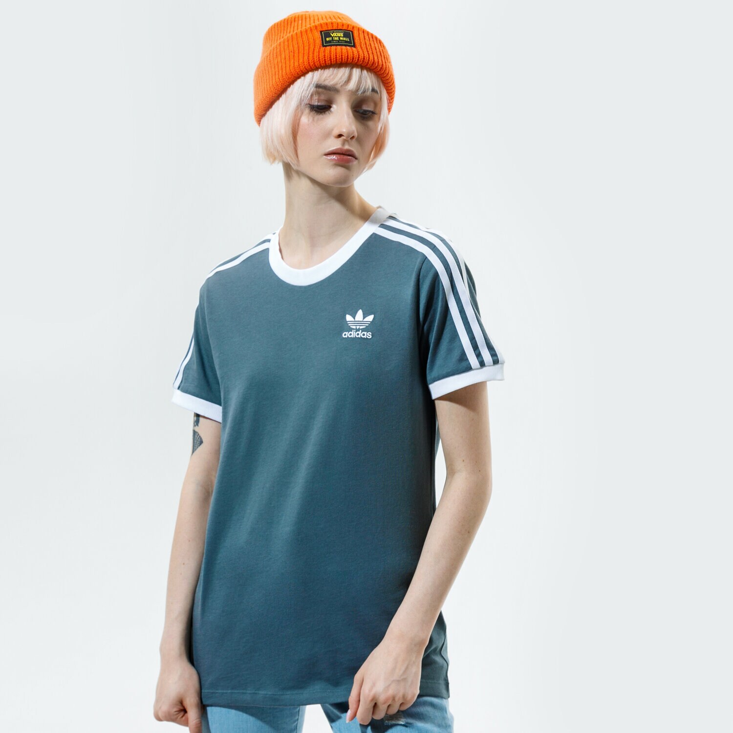 Koszulka, t-shirt damski ADIDAS T-SHIRT 3 STRIPES TEE GN2914 ZIELONY