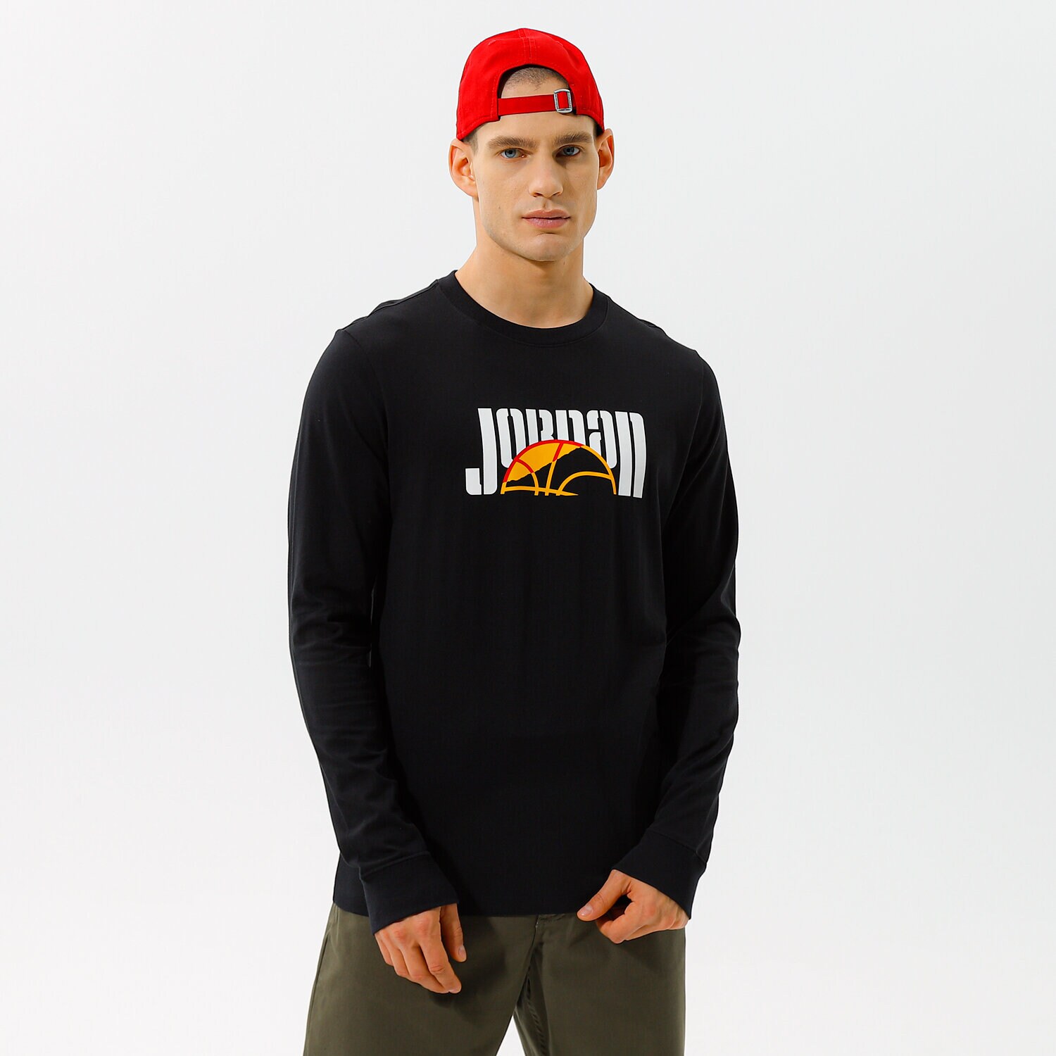 Koszulka, t-shirt sportowy męski JORADAN T-SHIRT M J SPRT DNA LS CREW DC9771-010 CZARNY