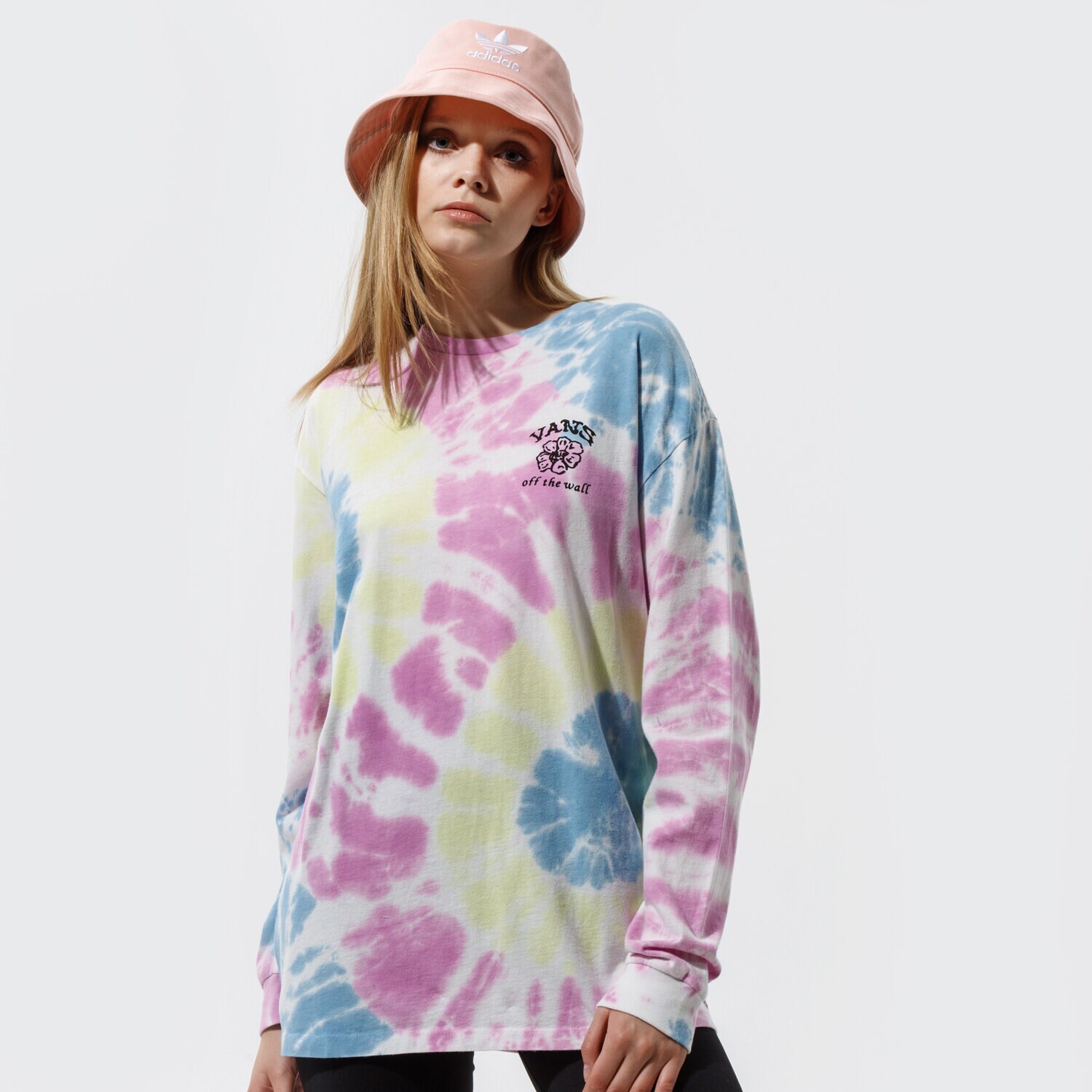 Koszulka, t-shirt damski VANS T-SHIRT WM MASC OFF LS OVERSIZED ORCHID VN0A5ETT0FS1 MULTICOLOR