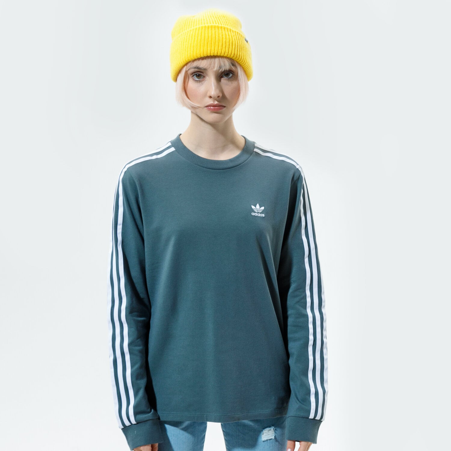 Koszulka, t-shirt damski ADIDAS T-SHIRT 3STR LONGSLEEVE GN2959 ZIELONY