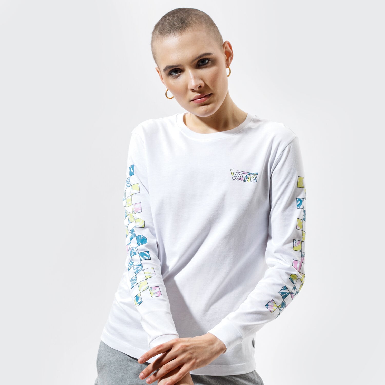 Koszulka, t-shirt damski VANS T-SHIRT WM DYE VIBE WHITE VN0A5ARXWHT1 BIAŁY