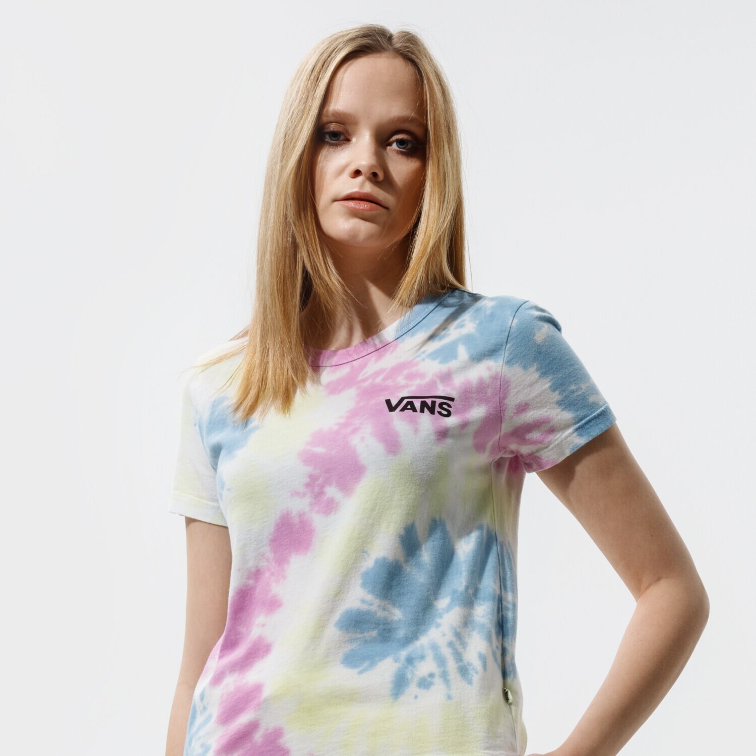 Koszulka, t-shirt damski VANS T-SHIRT WM SPIRALING WASH BABY TEE ORCHID VN0A53PP0FS1 MULTICOLOR