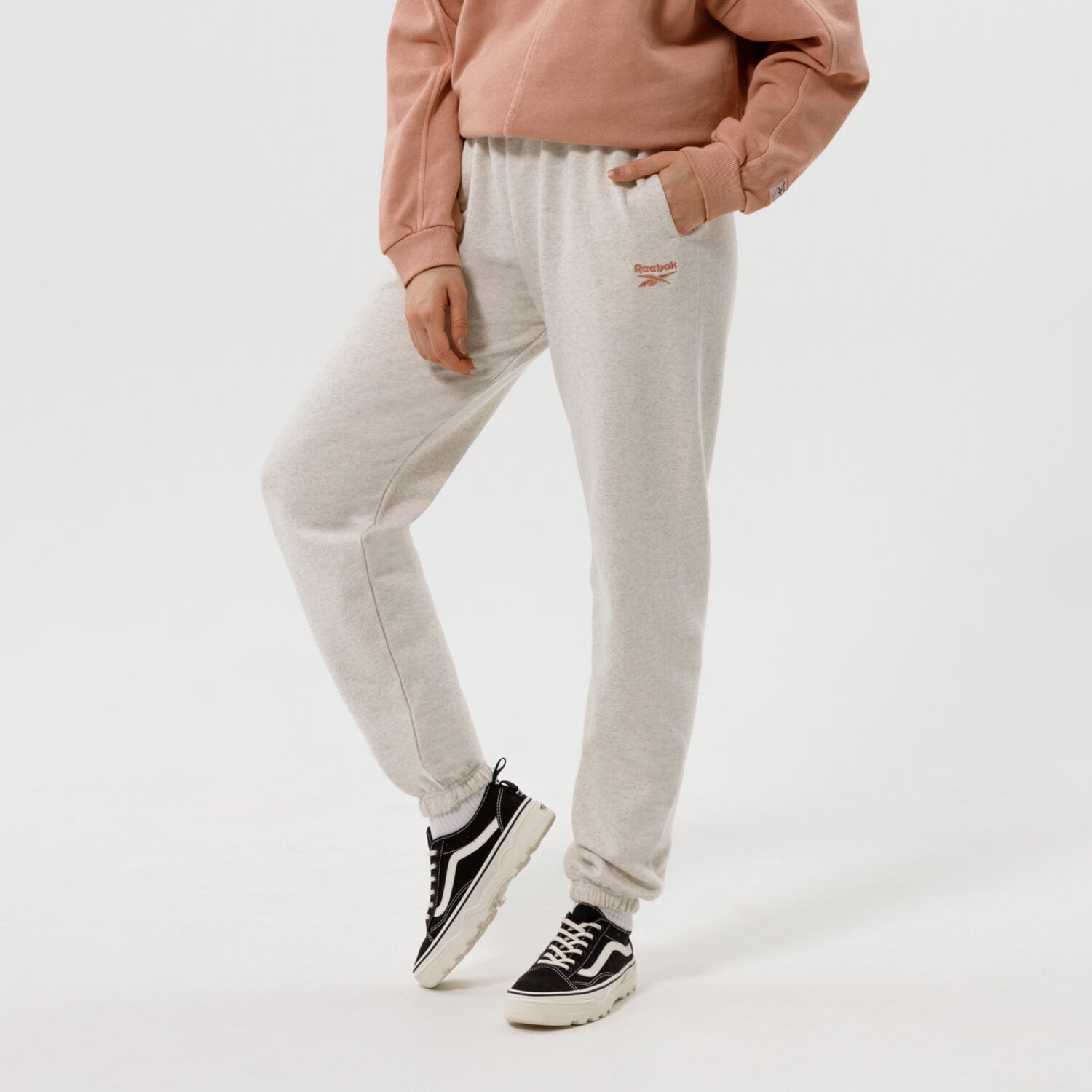 Spodnie sportowe damskie REEBOK SPODNIE CL PF SM LOGO FT PANT H49252 BIAŁY