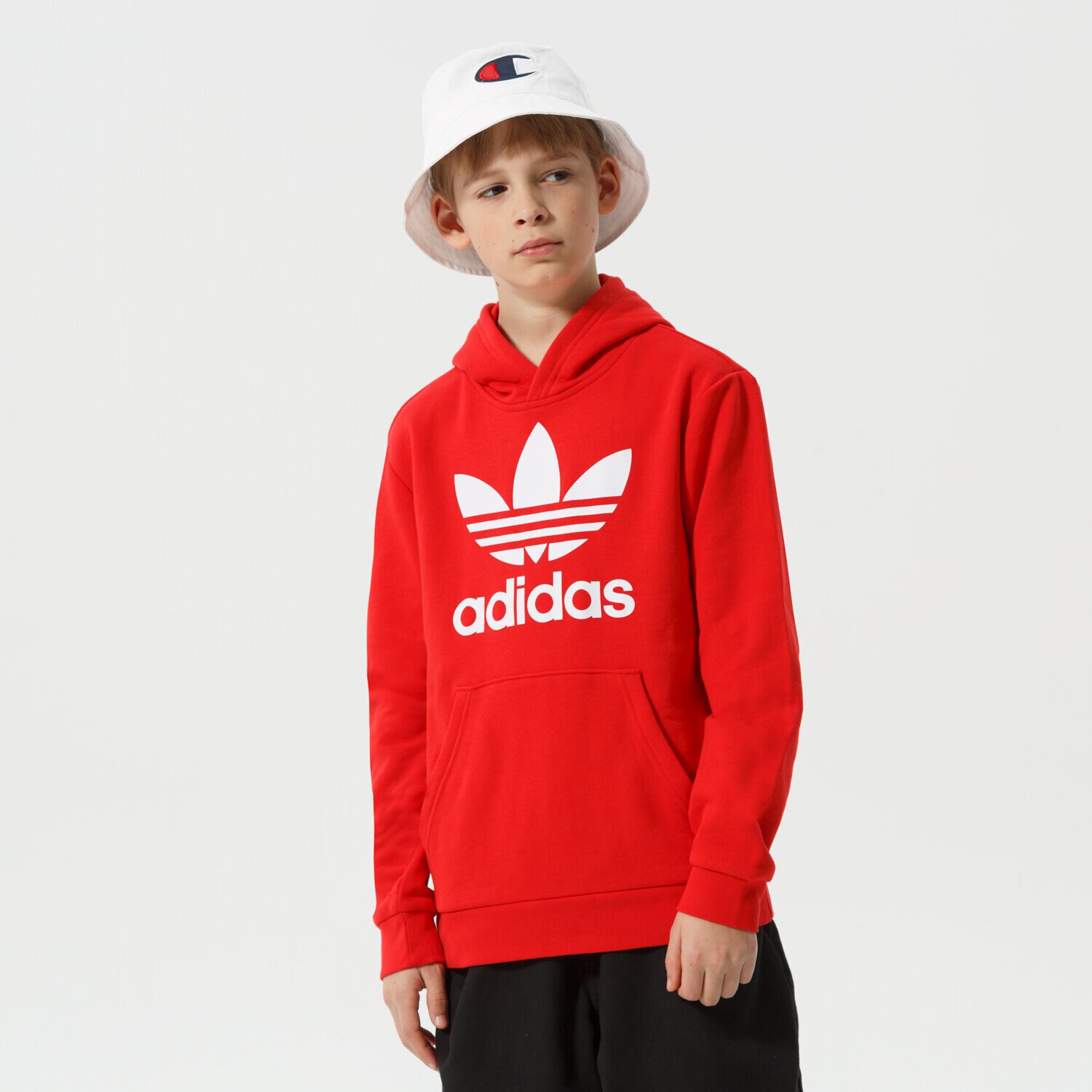 Sportowa bluza dziecięca ADIDAS BLUZA Z KAPTUREM TREFOIL HOODIE BOY HD2020 CZERWONY