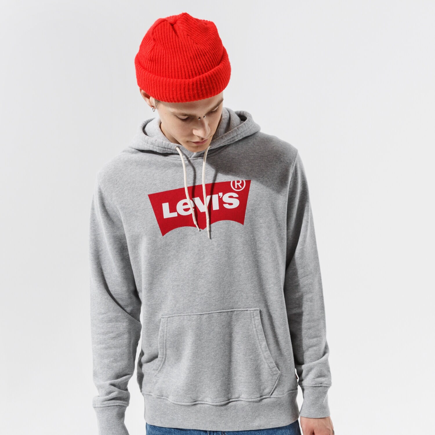 Bluza męska LEVI'S BLUZA Z KAPTUREM T2 STD GRAPHIC HOODIE 384240000 SZARY