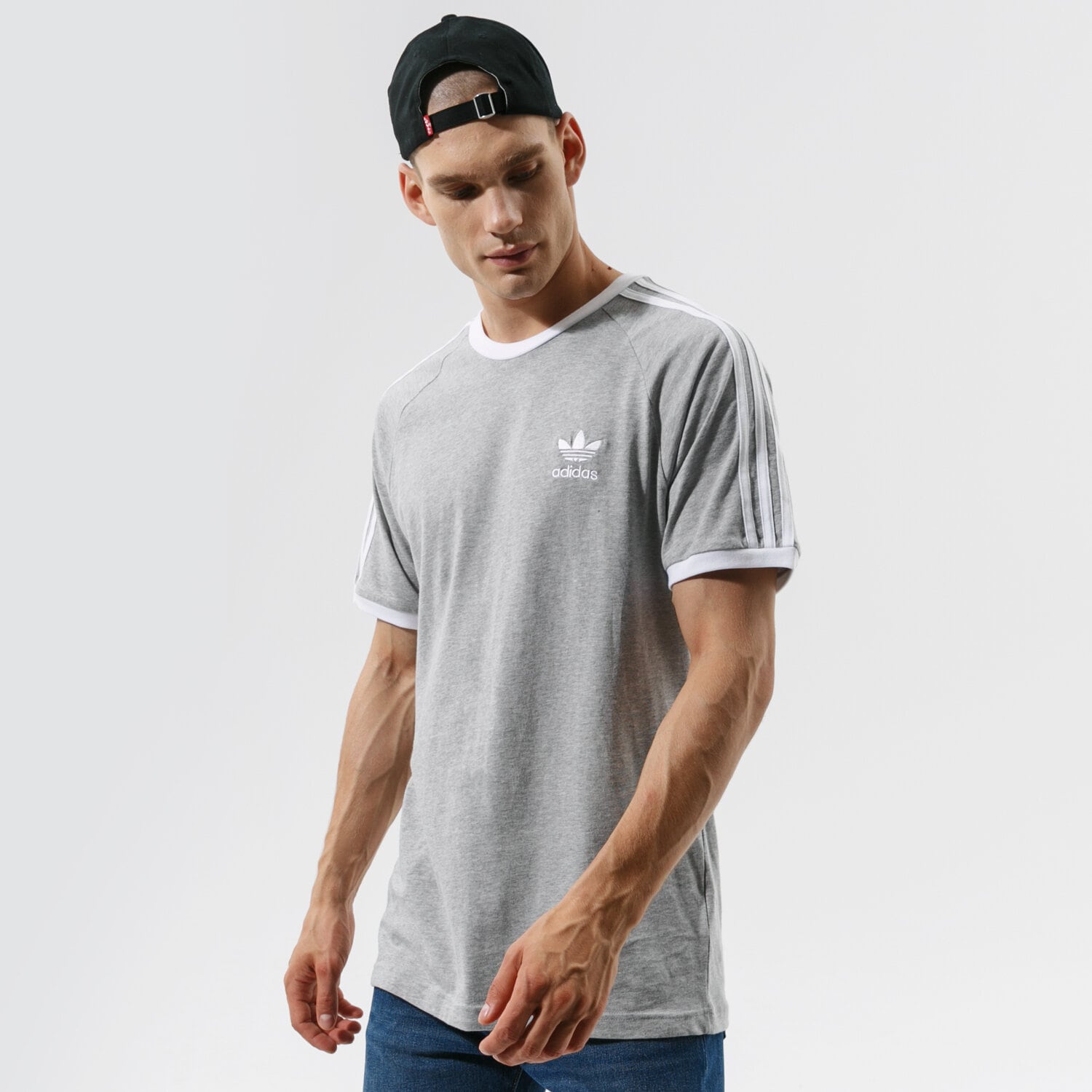 Koszulka, t-shirt sportowy męski ADIDAS T-SHIRT 3-STRIPES TEE GN3493 SZARY