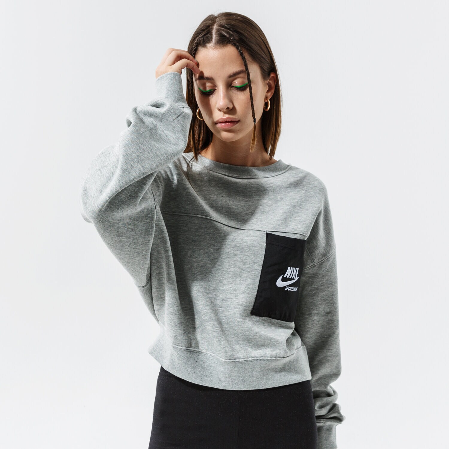 Bluza damska NIKE BLUZA W NSW FLC CREW HTG DD5669-063 SZARY
